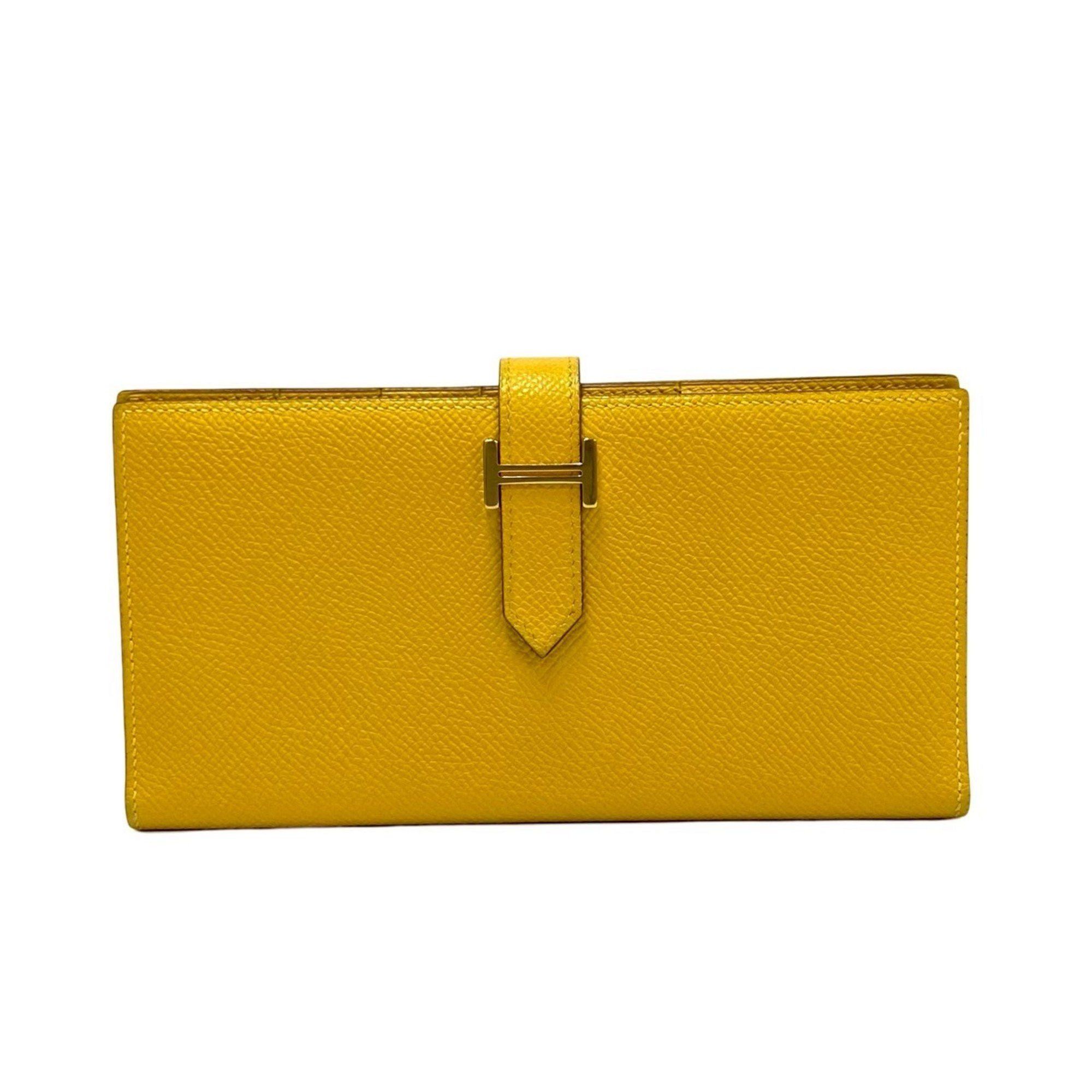 Hermes HERMES Bearn Soufflet Leather Long Wallet with Epsom Leather, Yellow, 94-10 Size ONE SIZE - 1 Thumbnail