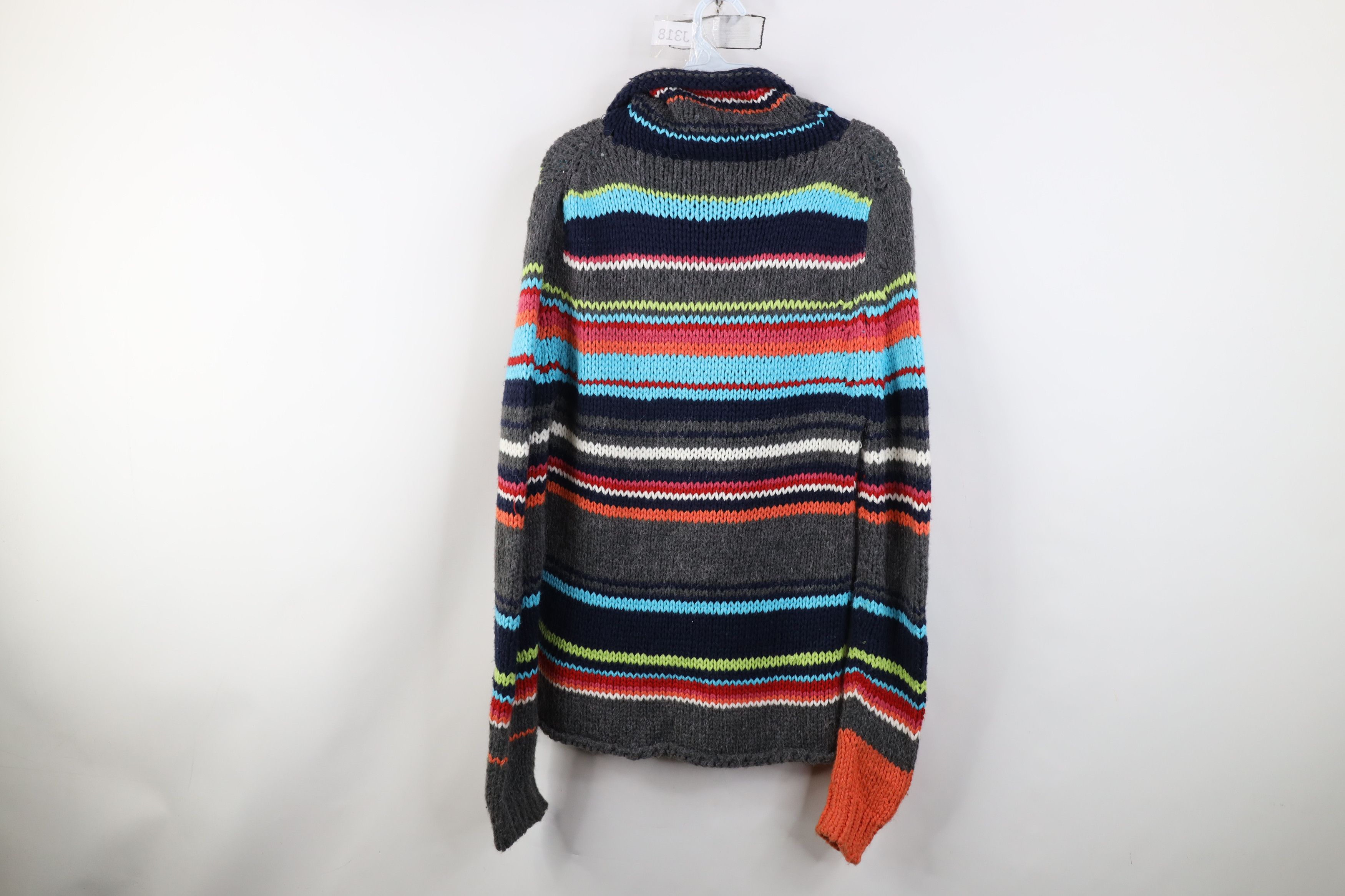 Vintage Vintage 90s Y2K Babydoll Rainbow Striped Turtleneck Sweater Size XL / US 12-14 / IT 48-50 - 9 Thumbnail