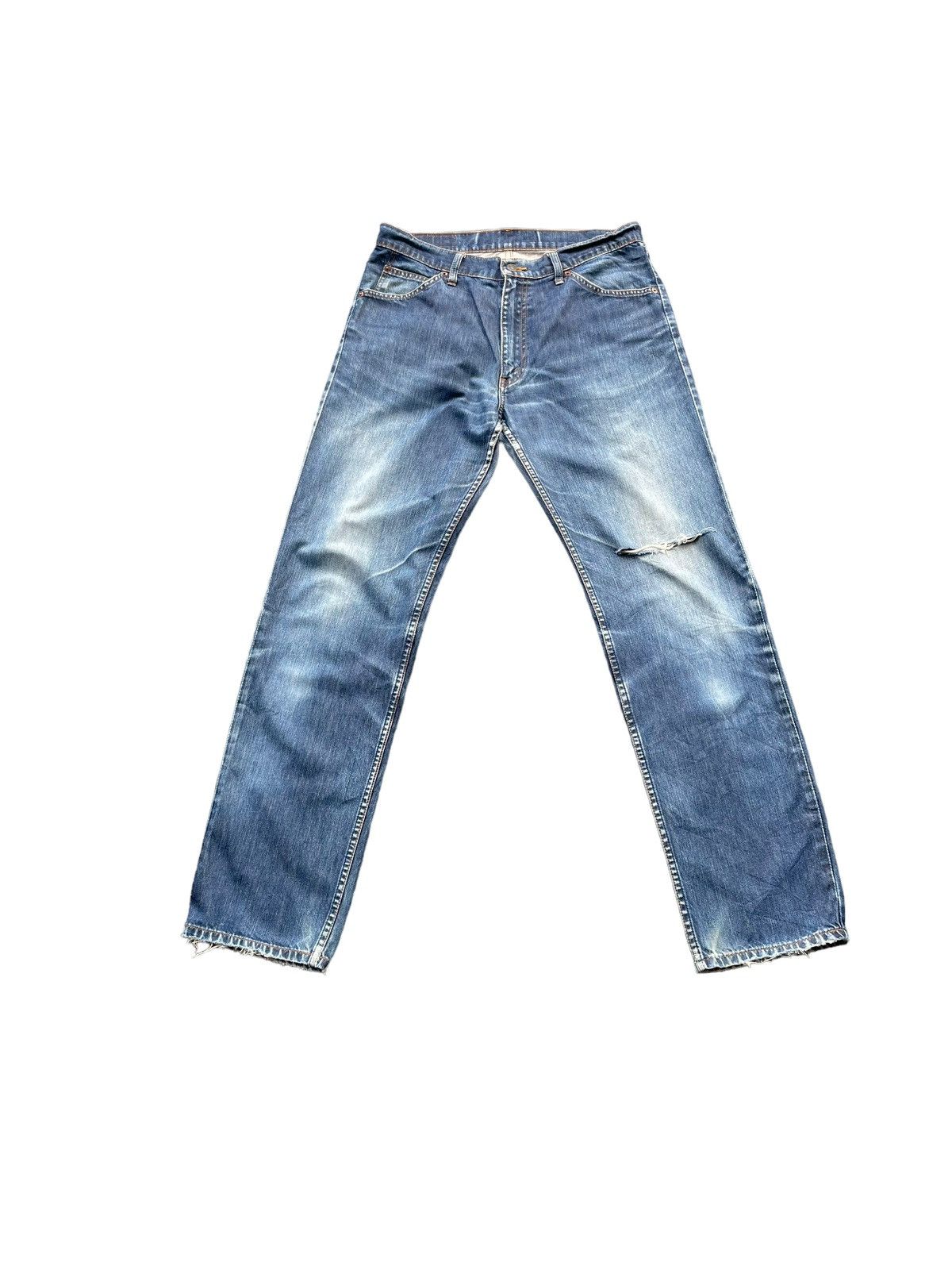 image of Distressed Denim x If Six Was Nine Vintage 90’S Levis 607 Orange Tab Distresed Denim in Blue (Size 
