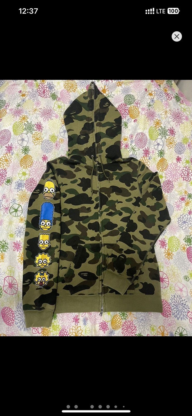 Bape Bape x The Simpsons Sleeve Logo Green Camo Full Zip Hoodie Size US S / EU 44-46 / 1 - 2 Thumbnail