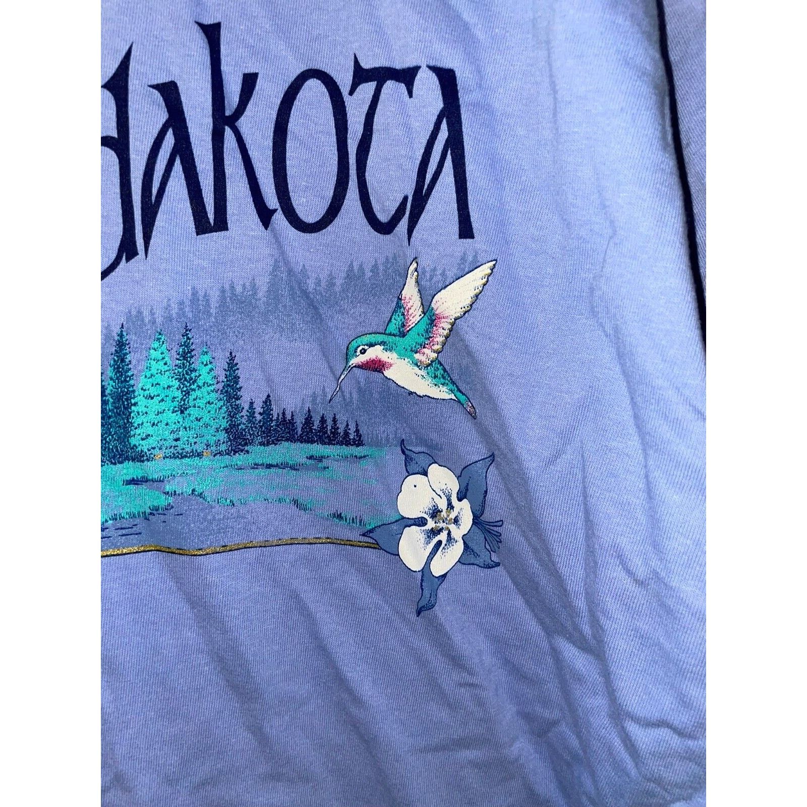 Jerzees Vintage North Dakota Shirt Mountain Hummingbird Tee 90s L Size US L / EU 52-54 / 3 - 6 Thumbnail