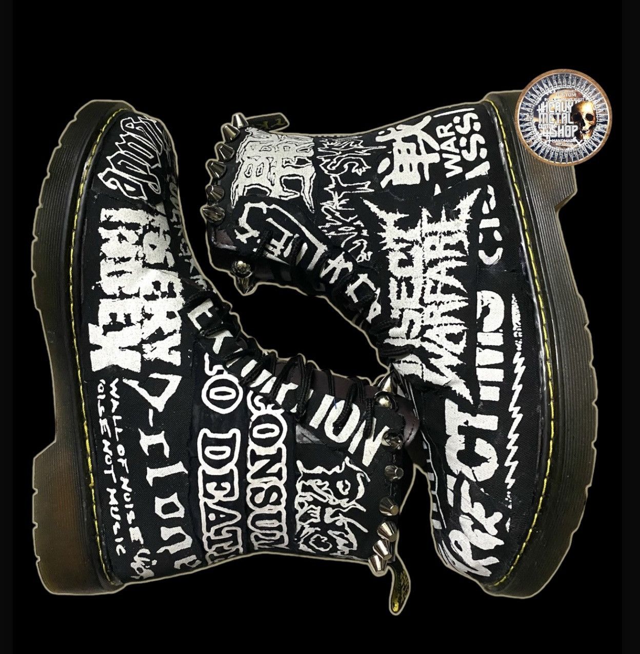 Designer × Other Custom Made Metal Punk Grindcore Boots Size US 8 / EU 41 - 4 Thumbnail