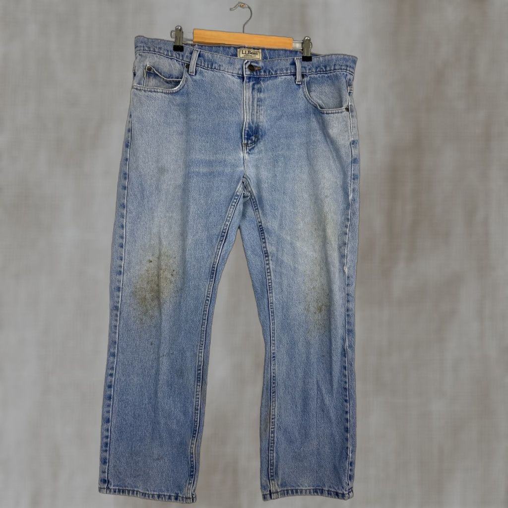 Vintage LL Bean Jeans Light Wash 40x29 Straight Regular Fit Men Blue Pockets Stains Size US 40 / EU 56 - 1 Thumbnail