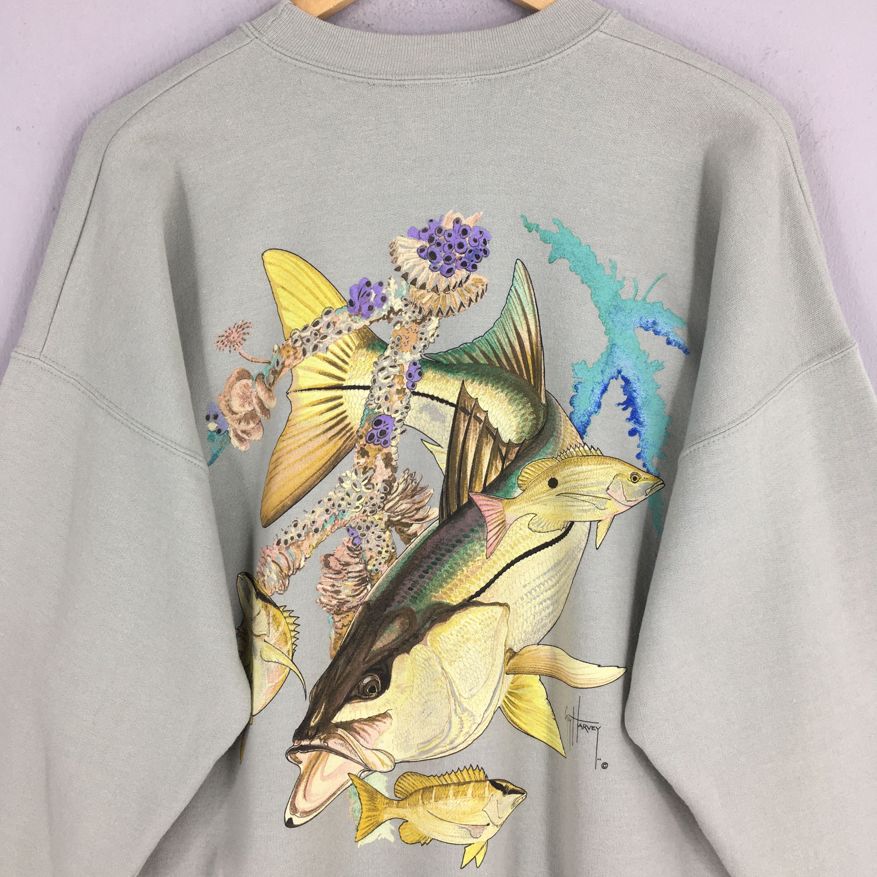 Guy Harvey Vintage 90s Guy Harvey Fishing Green Sweatshirt XLarge Size US XL / EU 56 / 4 - 2 Thumbnail