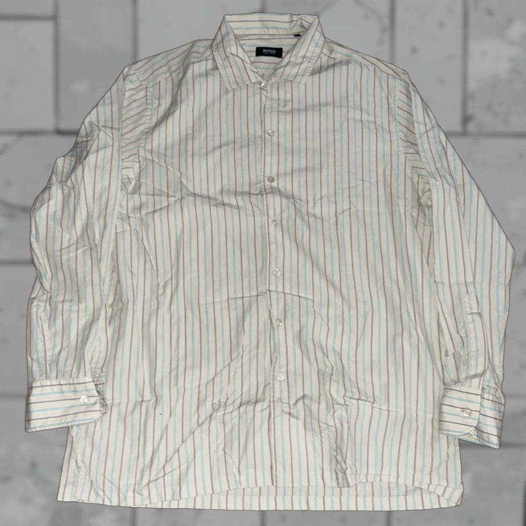 Hugo Boss HUGO BOSS White Striped Shirt Mens L Button-Up Long Sleeve Regular Size L, White, Mens, Striped, Button-Up Shirt, Pre-owned Size US L / EU 52-54 / 3 - 1 Thumbnail