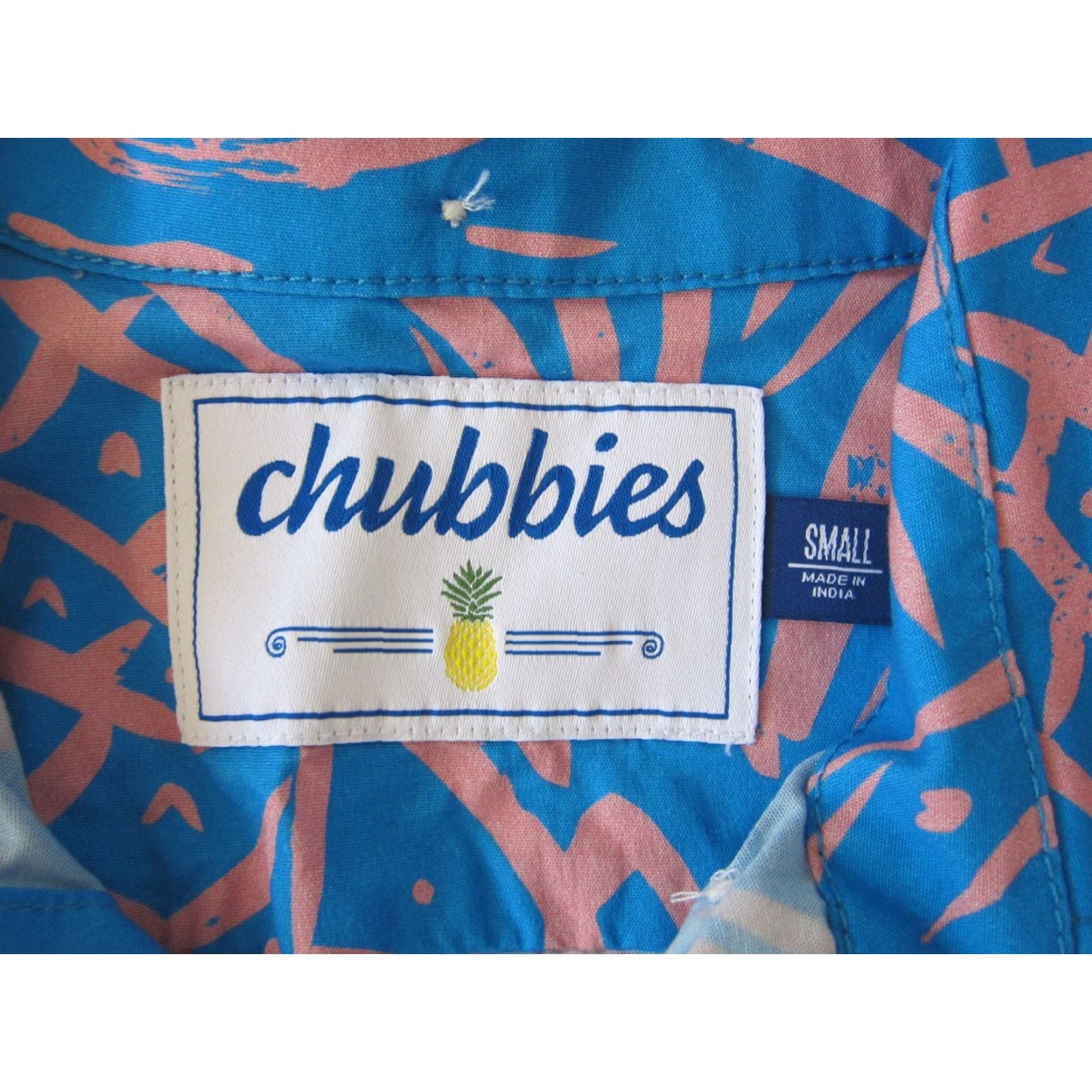 Chubbies Chubbies Shirt Collared Men Small Pineapple Hawaiian Cotton Stretch Pink Blue Modern Shirt Size US S / EU 44-46 / 1 - 4 Thumbnail