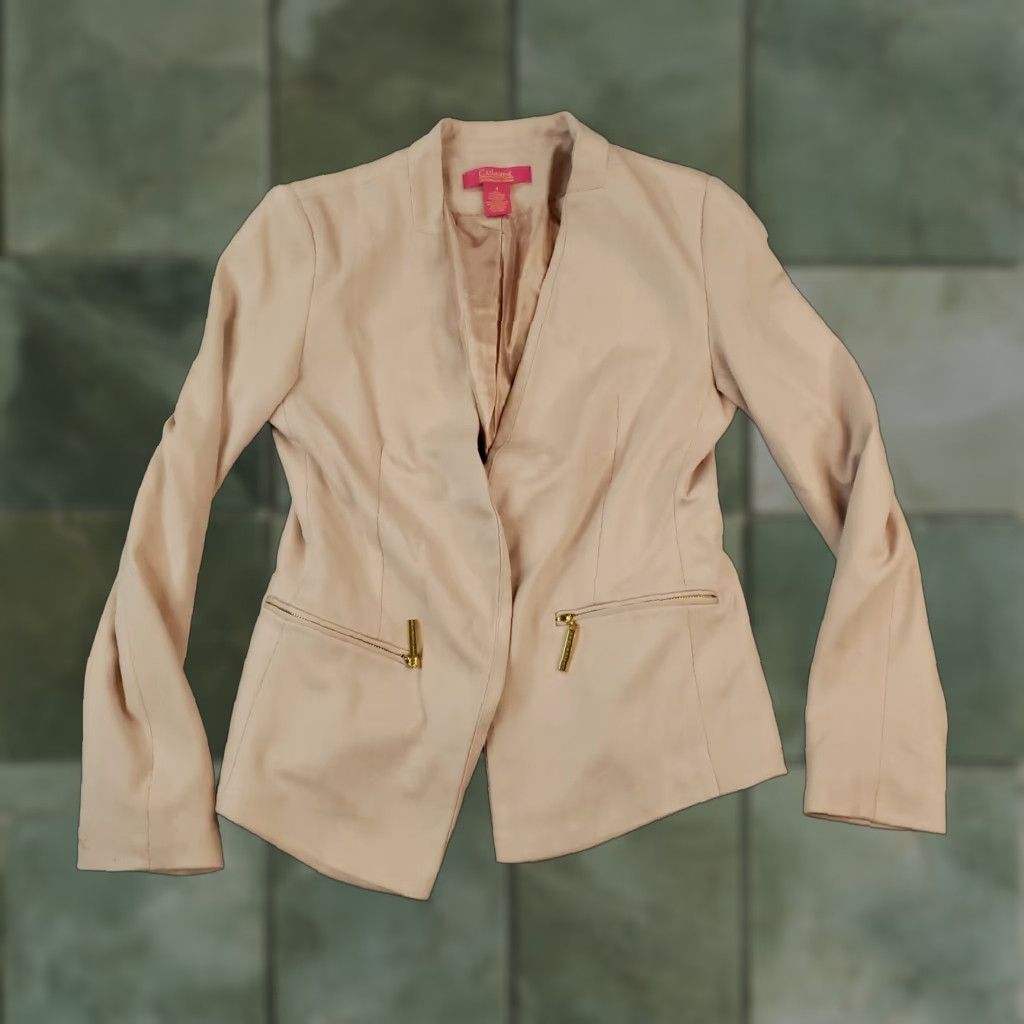 Vintage Catherine Malandrino Pink Blazer Womens Size 4 Stretch Open Front Shoulder Pads Size S / US 4 / IT 40 - 1 Thumbnail
