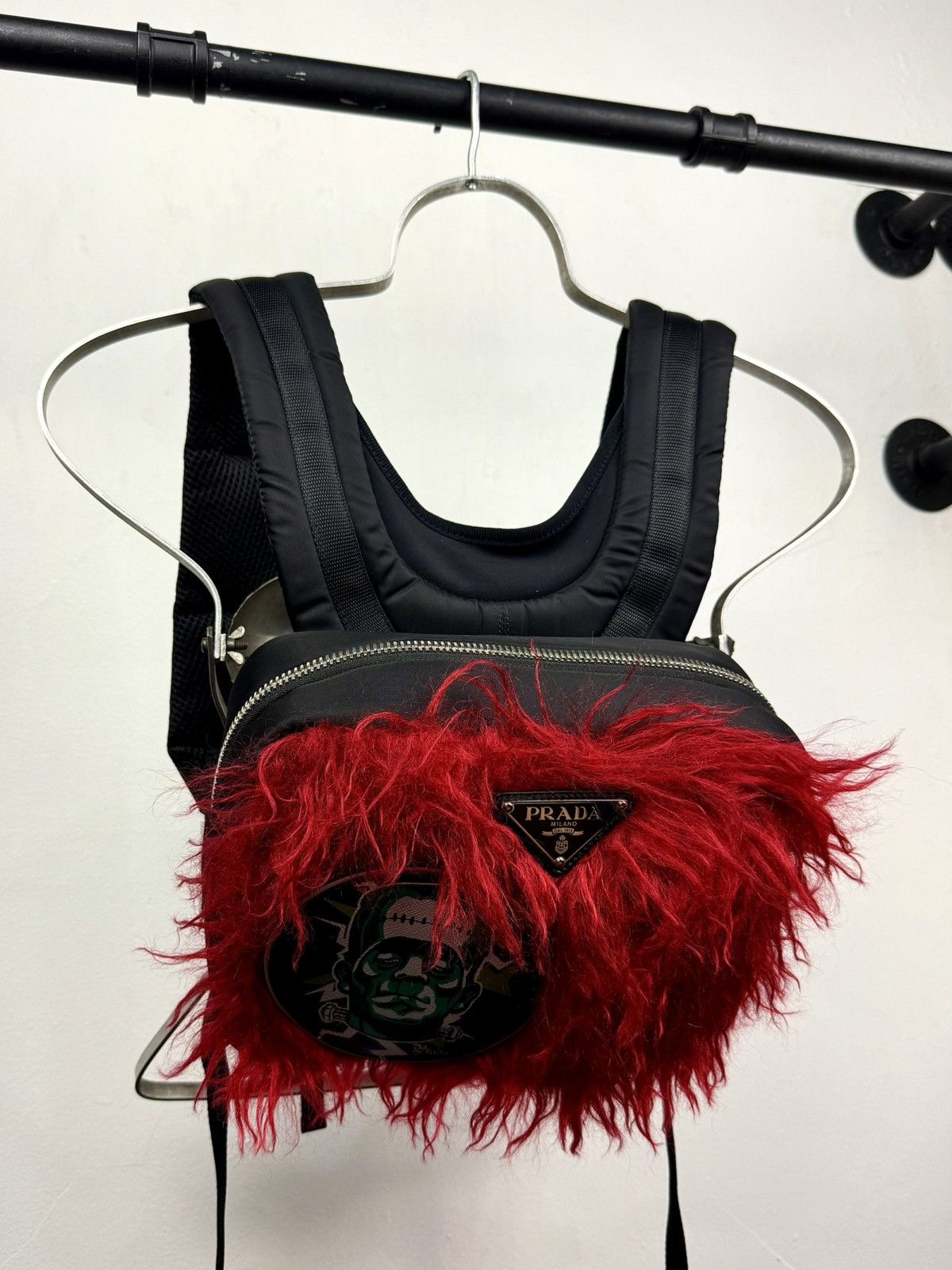 Prada Prada Frankenstein FW 19 Red Mohair Parachute Bag Grailed
