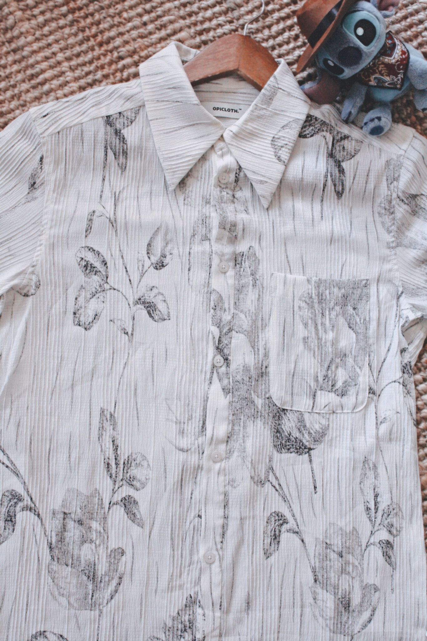 Other Ink Botanical Sketch Crinkle Cotton Blend Shirt Size US S / EU 44-46 / 1 - 5 Thumbnail
