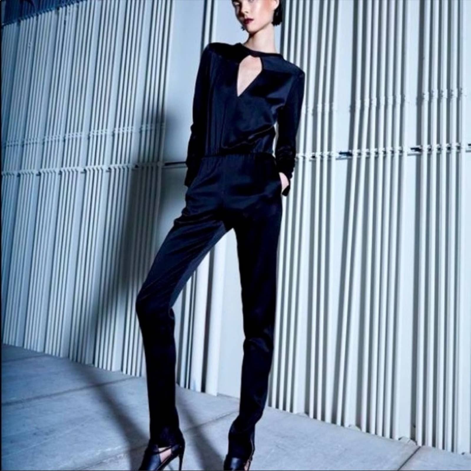 image of Alexis Moskva Deep V-Neck Cutout Black Jumpsuit Sz.m, Women's (Size 29)
