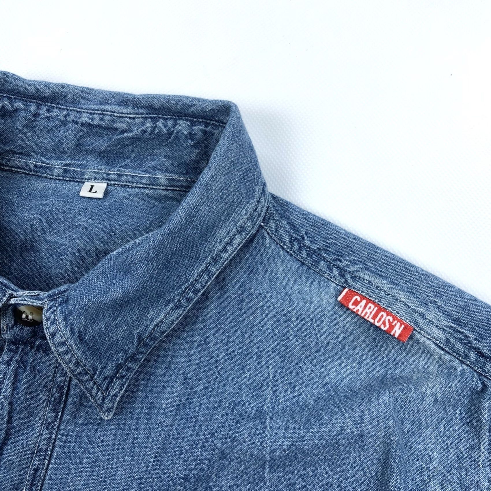Denime VINTAGE Carlos n Charlies Clothesline Men's L Sleeveless Denim Button Down Shirt Size US L / EU 52-54 / 3 - 4 Thumbnail