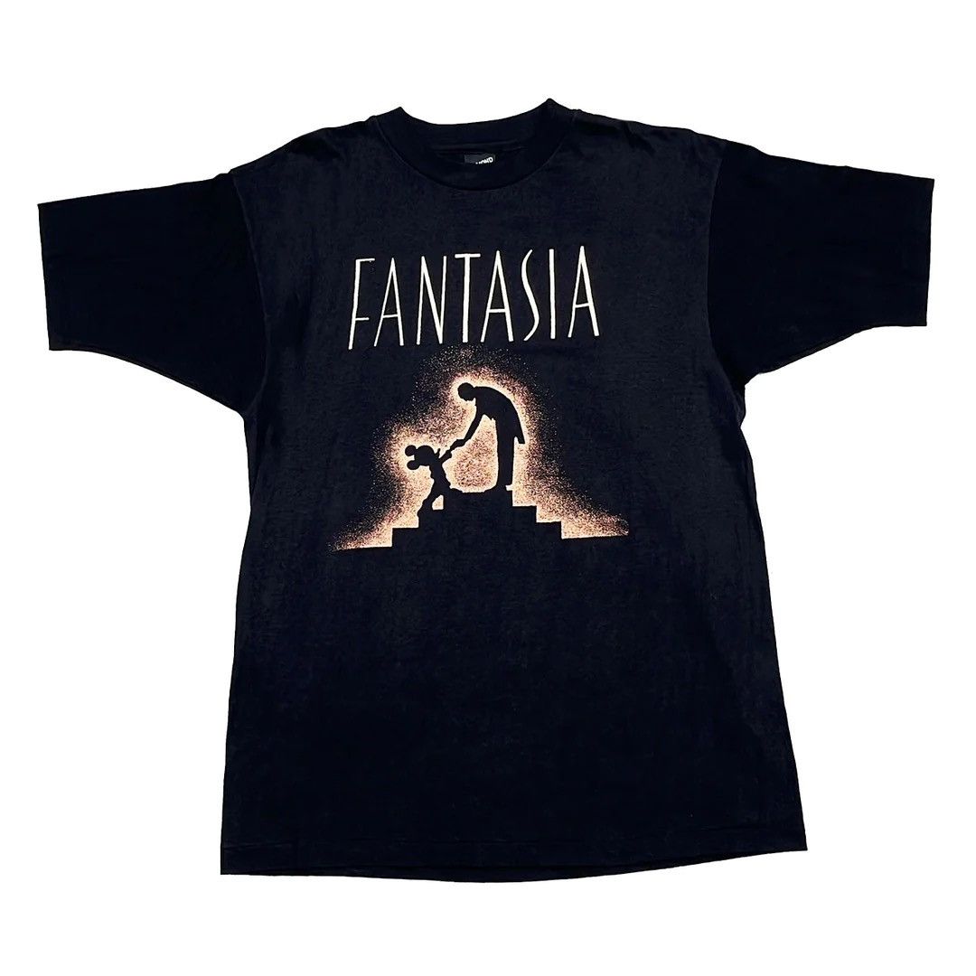 image of Walt Disney Fantasia 90's VTG Movie Mickey Mouse Usa Made Tee in Black, Men's (Size XL)