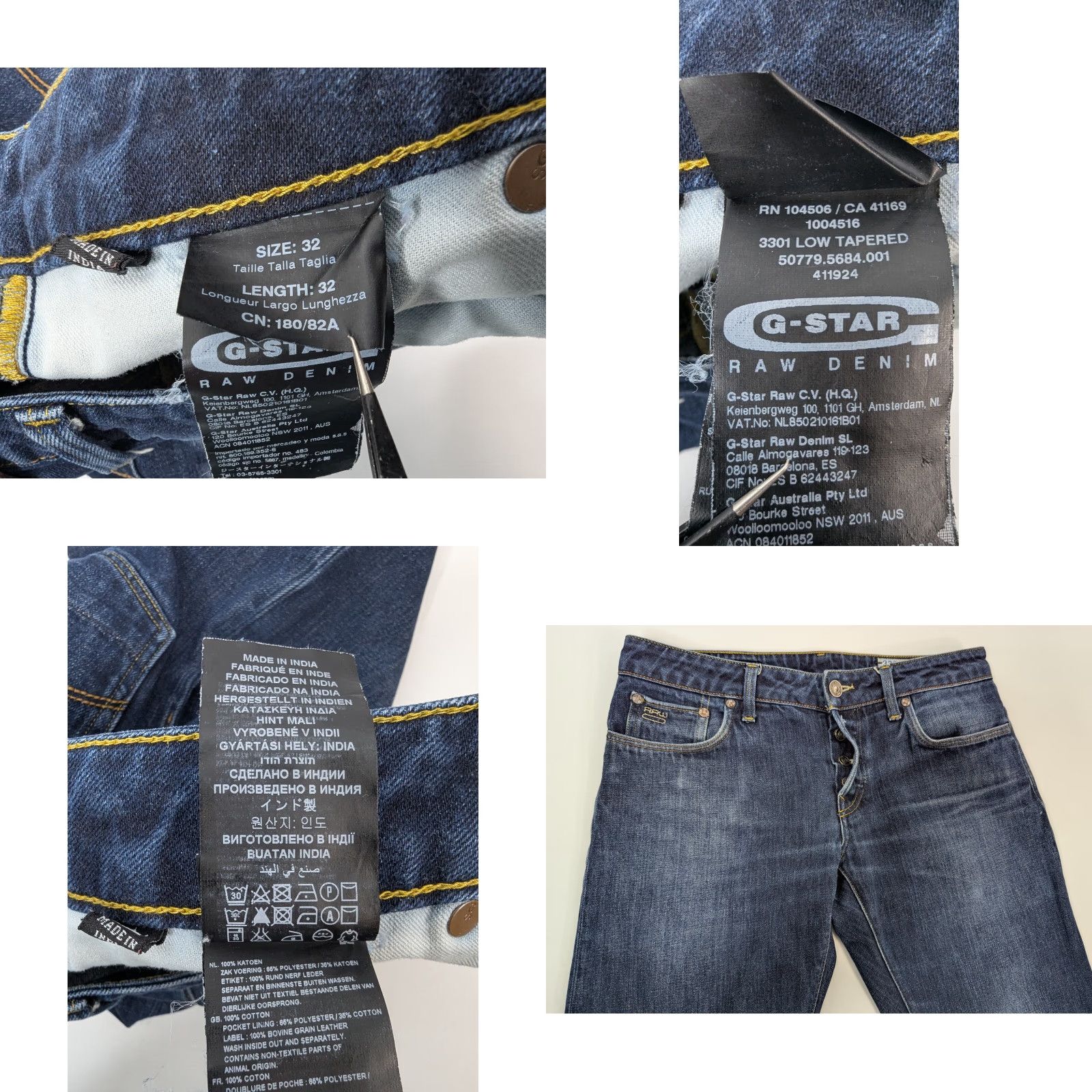 G-Star G-Star 3301 Jeans Main Selling Point City Mens 32 Dark Wash Denim Button Fly Vintage: No Stained Knees Size US 32 / EU 48 - 9 Thumbnail