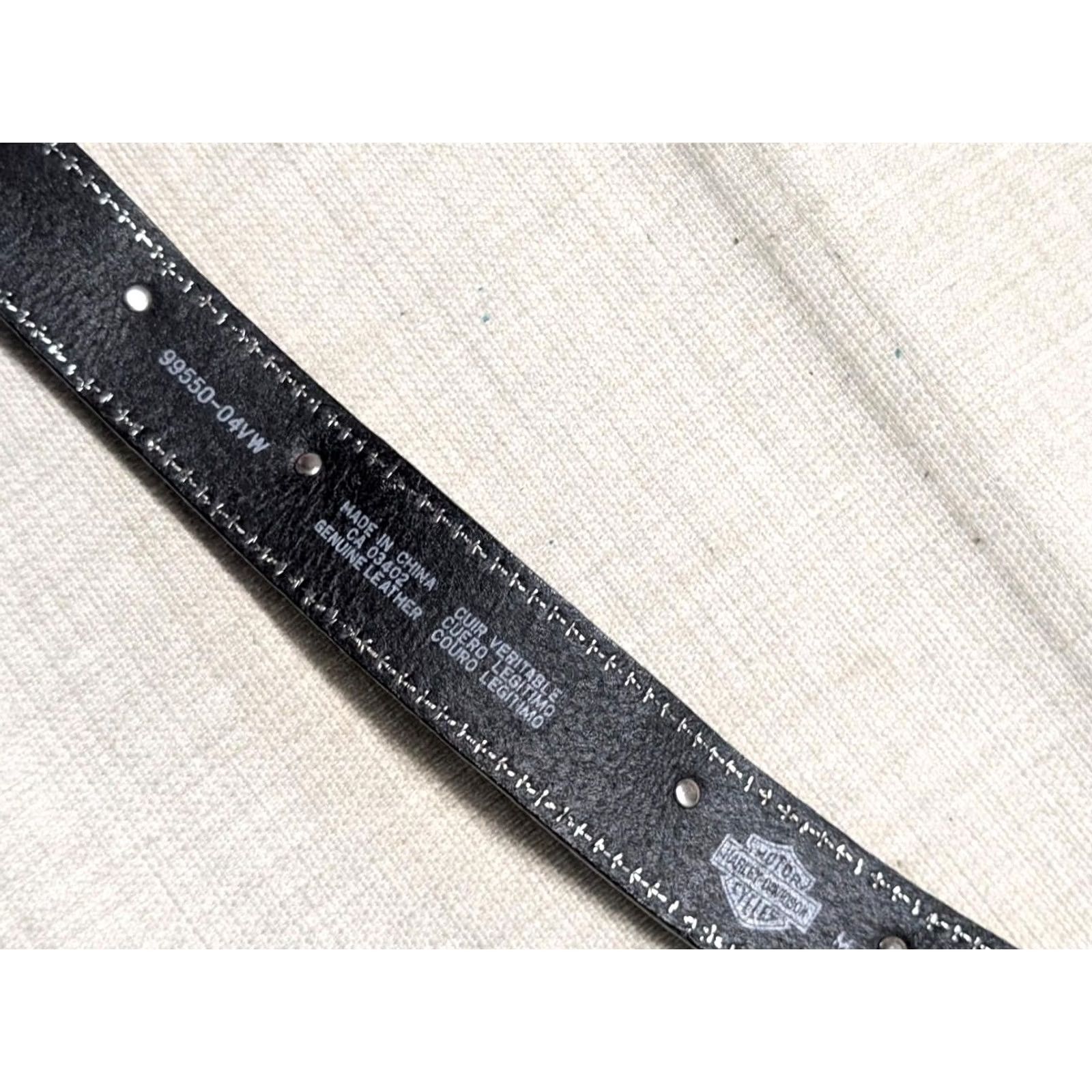 Harley Davidson VINTAGE Harley-Davidson belt Concho Western Belt 32 black leather Heavy belt Mens Size 32 - 6 Thumbnail