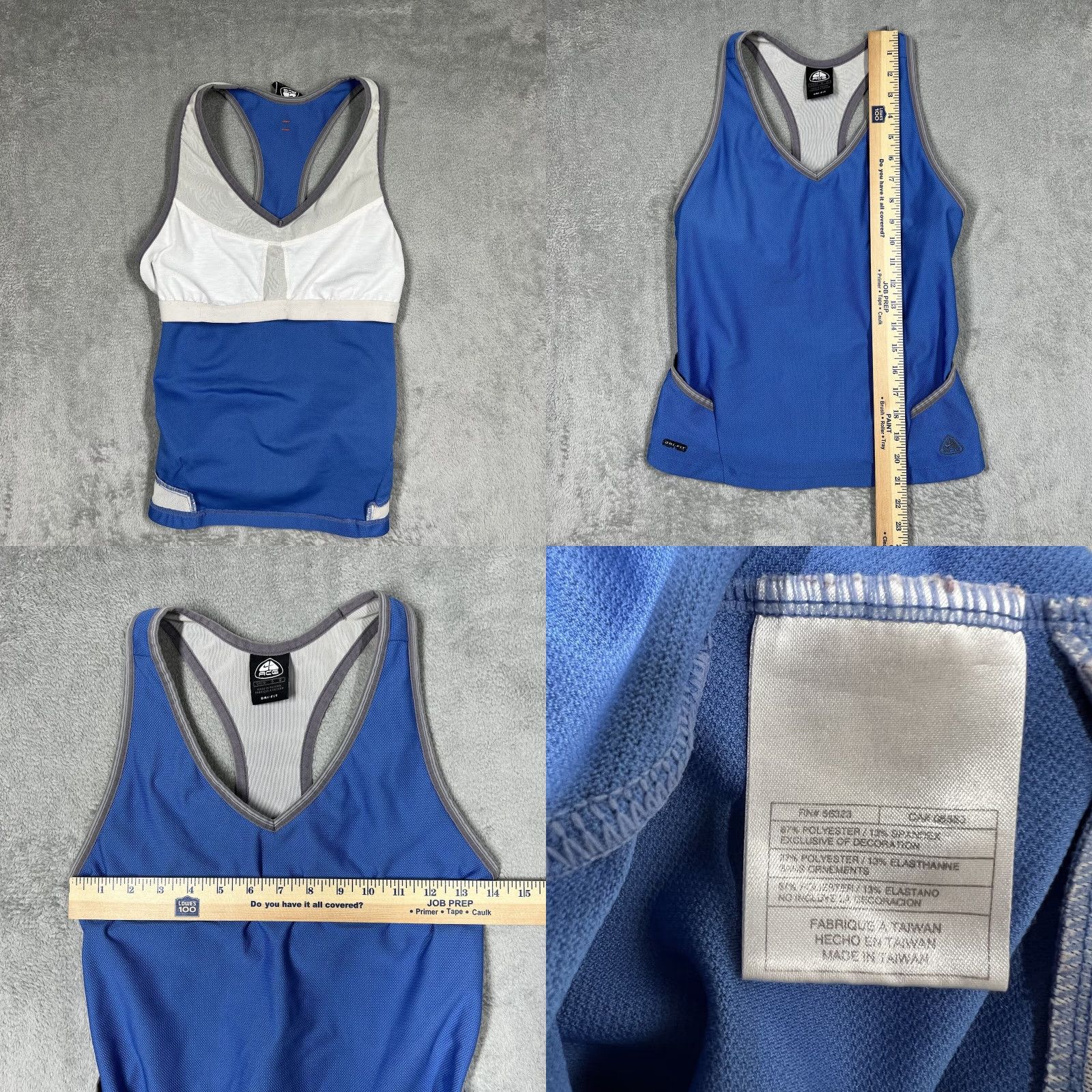 Nike VINTAGE Nike ACG Ladies Large Racerback Tank Top Side Pocket Shelf Bra Stretch Blue Shirt Womens Size L / US 10 / IT 46 - 9 Thumbnail