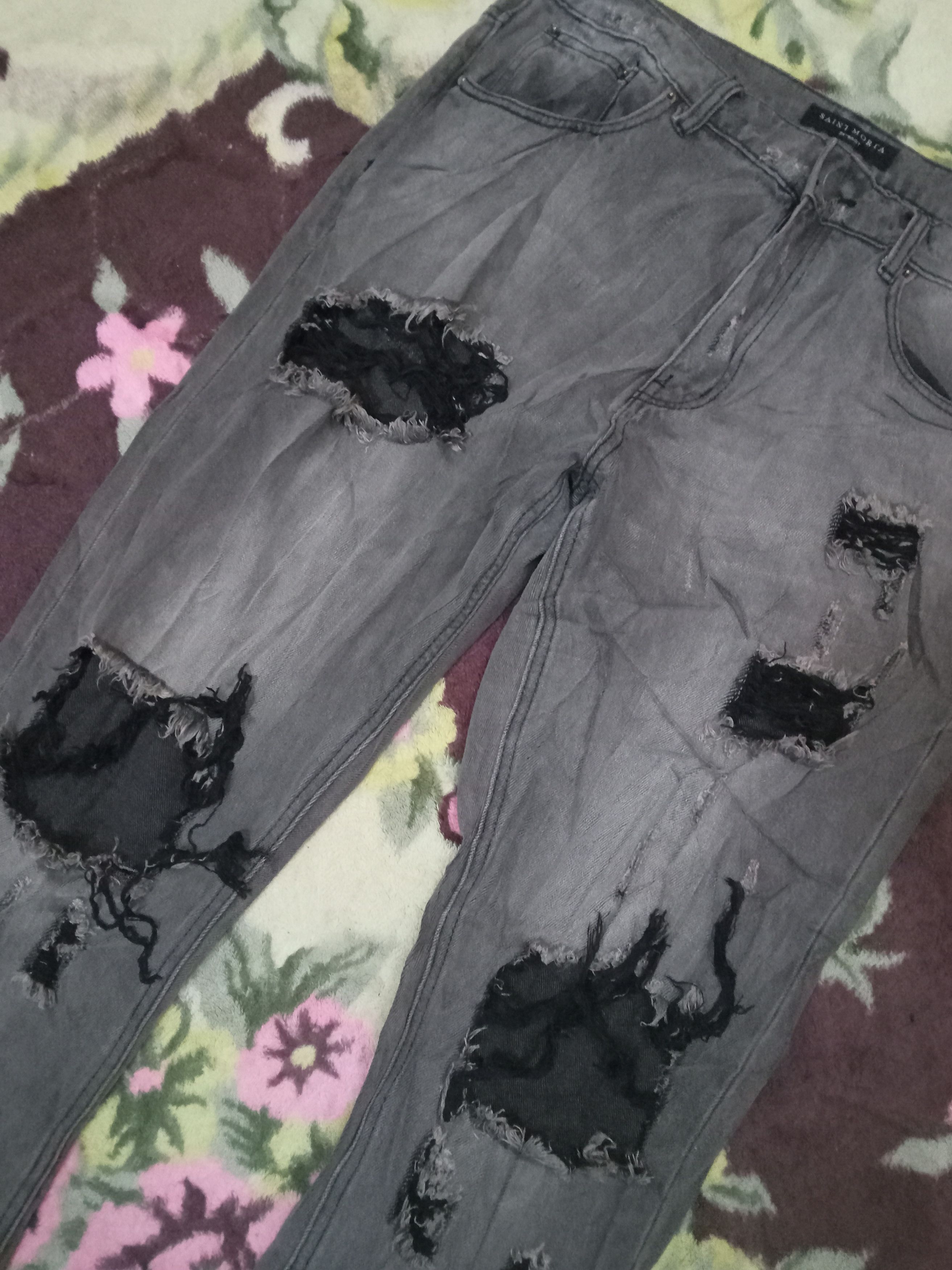 Other Saint Morta Destroyer Rare Design Distressed Jeans Size US 35 - 3 Thumbnail