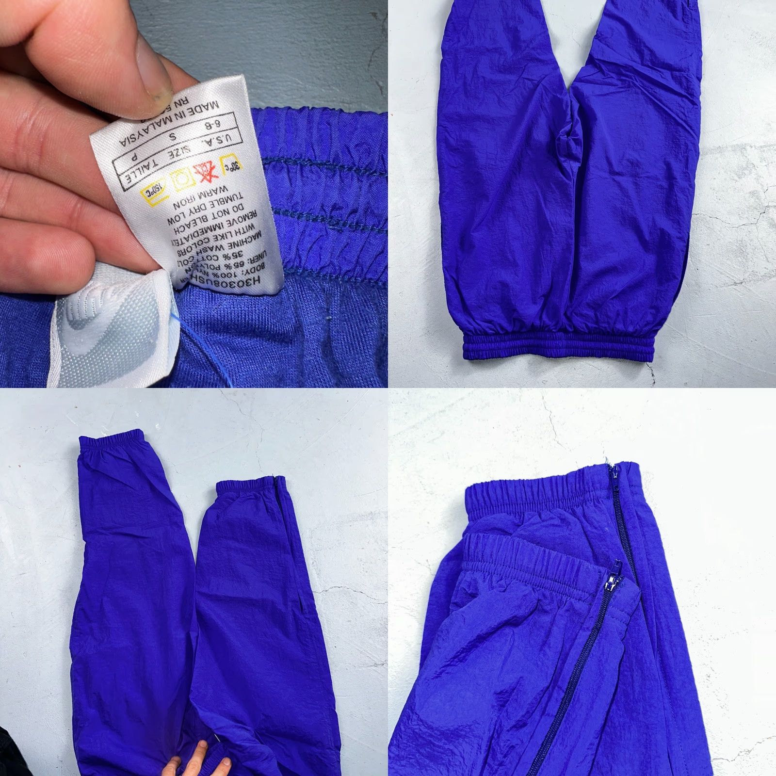 Nike VINTAGE Nike 90s Windbreaker Track Pants Men S Purple Nylon Activewear Zip Size US 29 - 8 Thumbnail