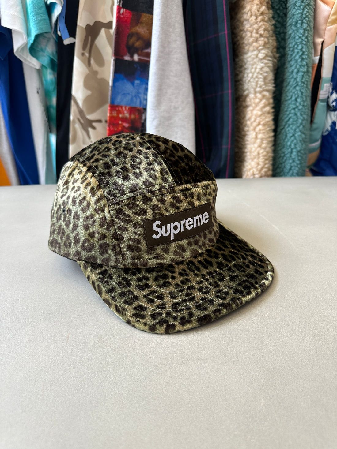 Supreme Leopard Velvet Camp Cap 