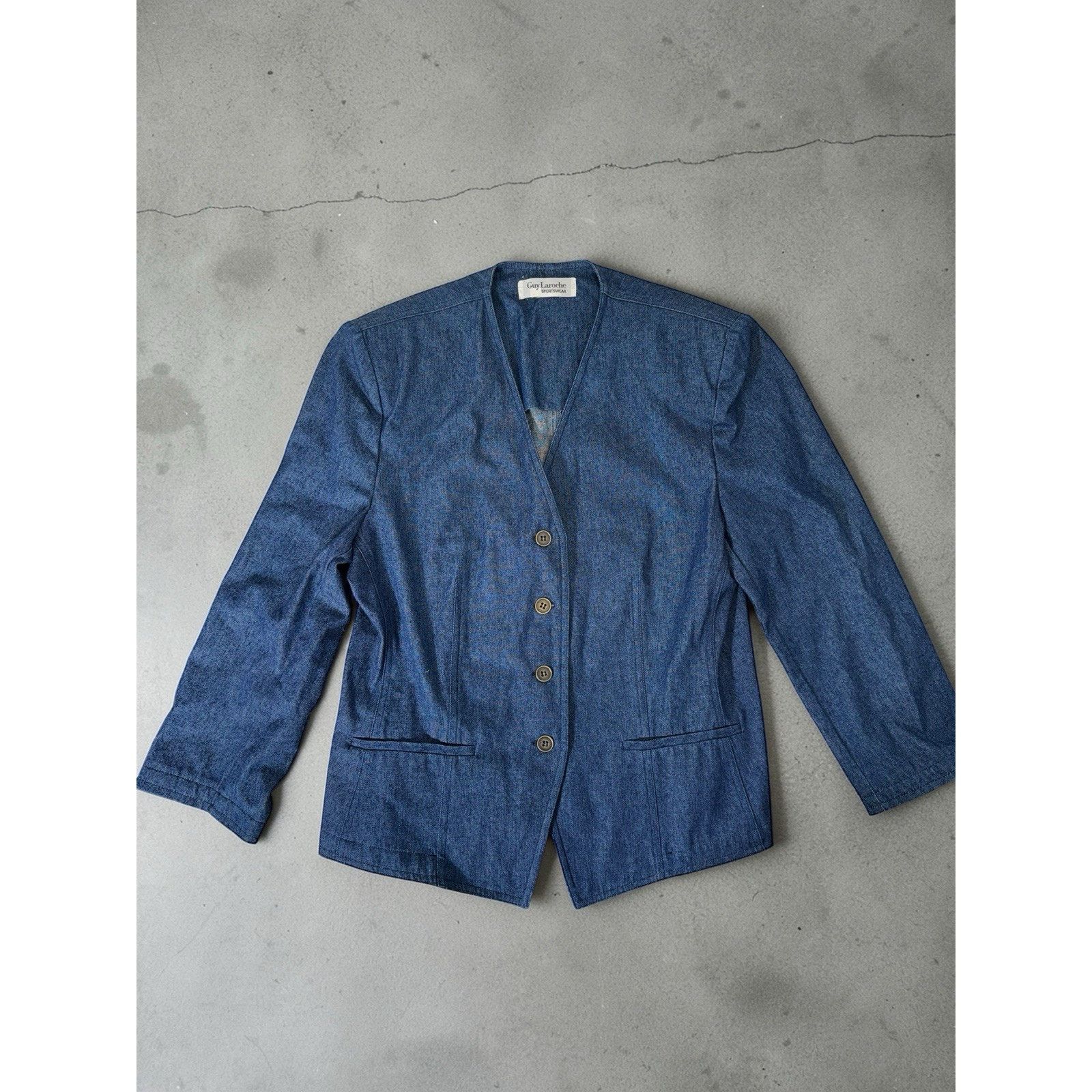 Guy Laroche Vintage Guy Laroche Pairs Denim Blazer Jacket Size M Size M / US 6-8 / IT 42-44 - 2 Thumbnail