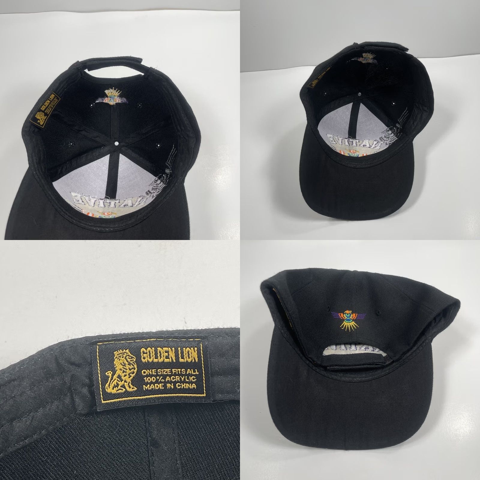 Native Golden Lion Hat Adult Black Adjustable StrapBack Baseball Cap Native Embroidered Black Logo Cap Men Adjustable StrapBack Hat Size ONE SIZE - 8 Thumbnail