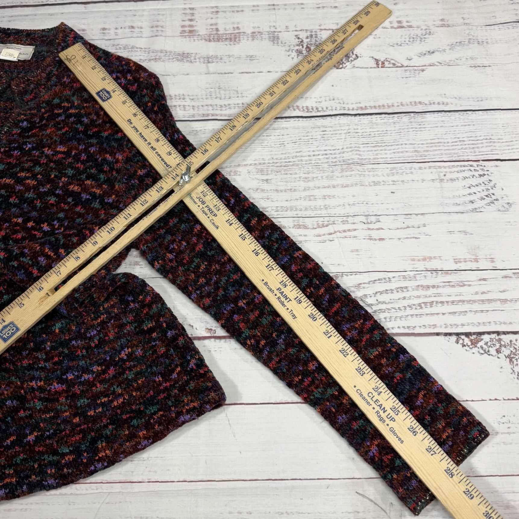 Vintage Brenda French for French Rags Cardigan Sweater Red and Purple Womens Sz 2 Long Sleeve Knit Lurex Rayon Zip Up Size XS / US 0-2 / IT 36-38 - 3 Thumbnail