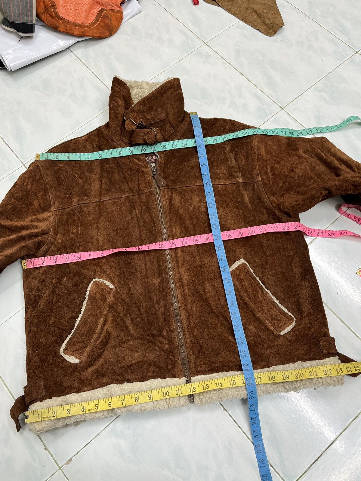 Vintage 🔥🔥🔥ARCHIVE CREATION CUBE LEATHER SHEARLING JACKET Size US L / EU 52-54 / 3 - 21 Thumbnail