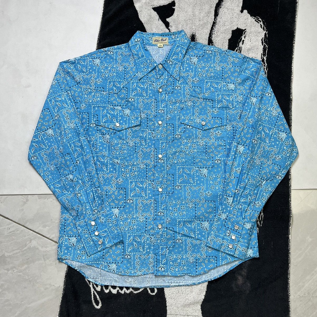 Japanese Brand Blue Ball Bandana Paisley long sleeve Western shirt Size US M / EU 48-50 / 2 - 1 Thumbnail