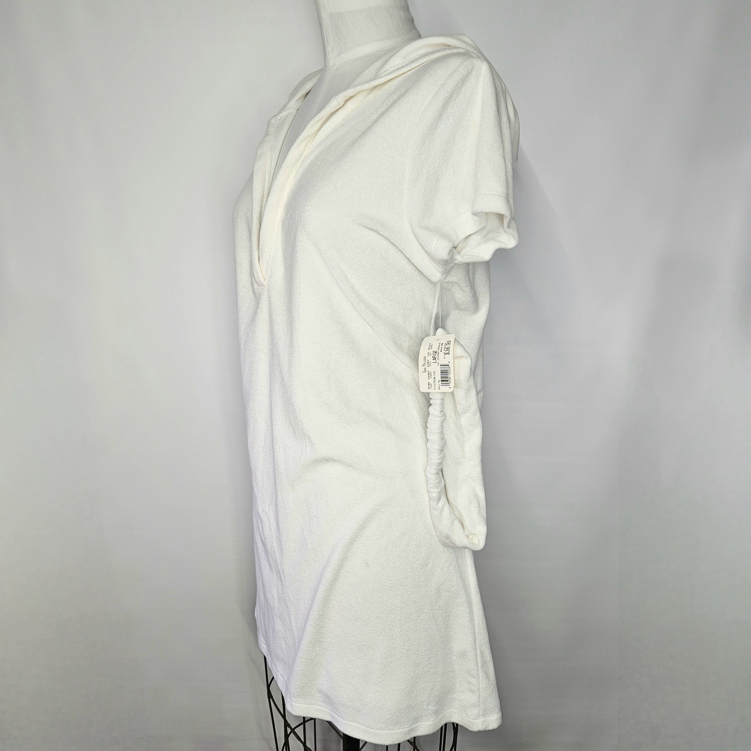 Van Heusen Van Heusen Size L NEW Cover-Up White Terry Cloth Dress VNeck Size L / US 10 / IT 46 - 3 Thumbnail