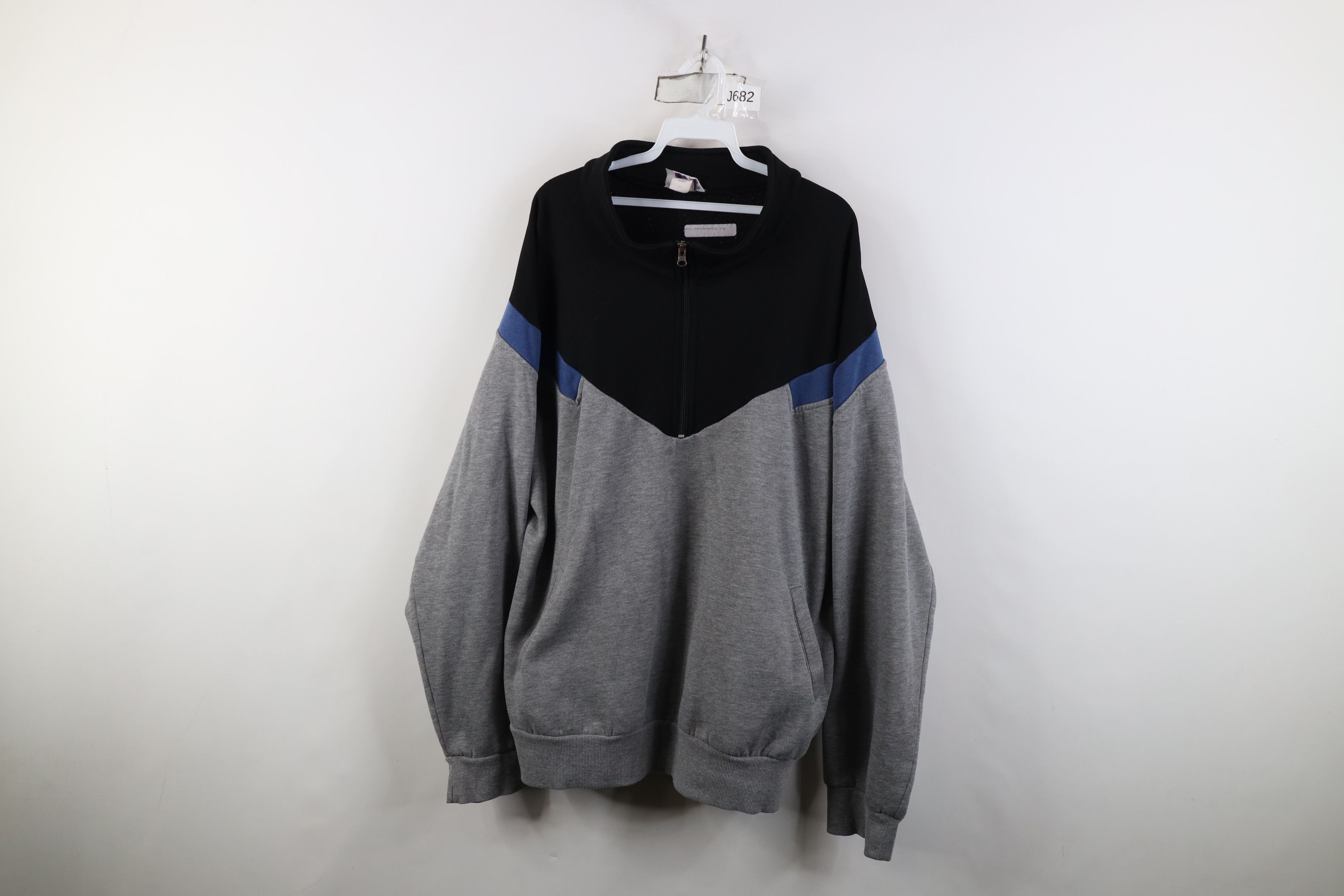 Vintage Vintage 90s Streetwear Block Half Zip Pullover Sweatshirt Size US XXL / EU 58 / 5 - 1 Thumbnail