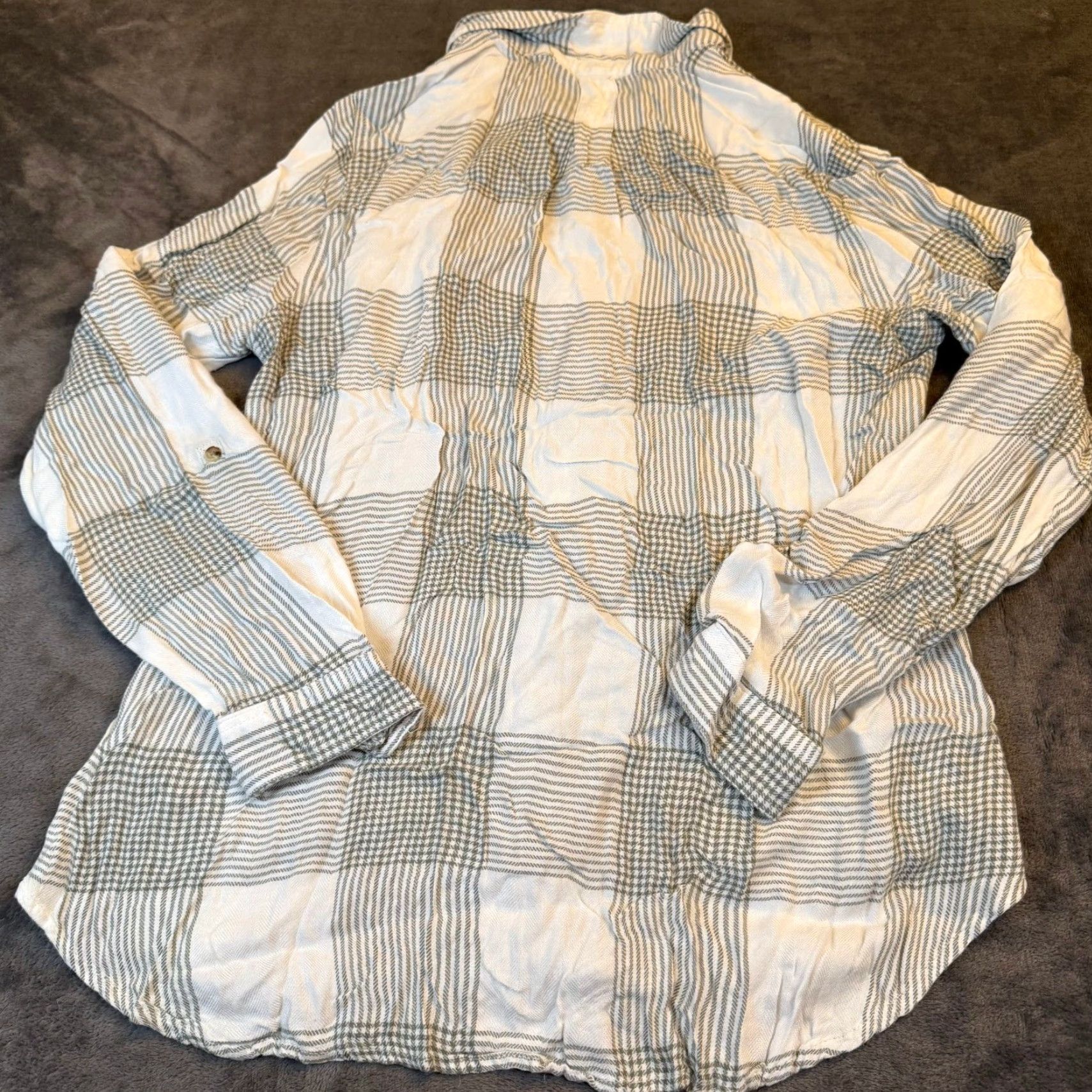 Vintage Maurices Plaid Button-Down Shirt Womens Large White Green Roll Tab Sleeve Casual Pockets Button-Up Rayon Classic Preppy Knit? Size L / US 10 / IT 46 - 4 Thumbnail