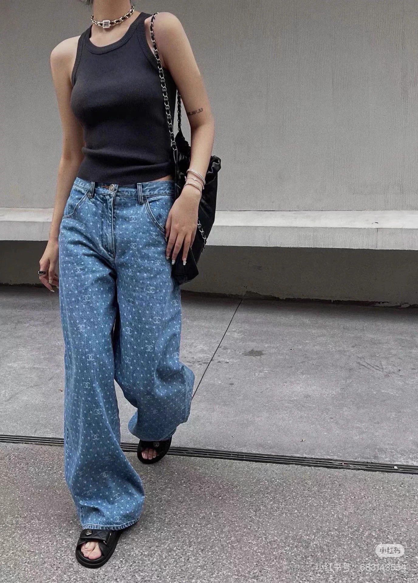 Chanel Chanel 23P Polka Dot Logo Wide Leg Jeans FR38 99 New Size 27" / US 4 / IT 40 - 7 Thumbnail