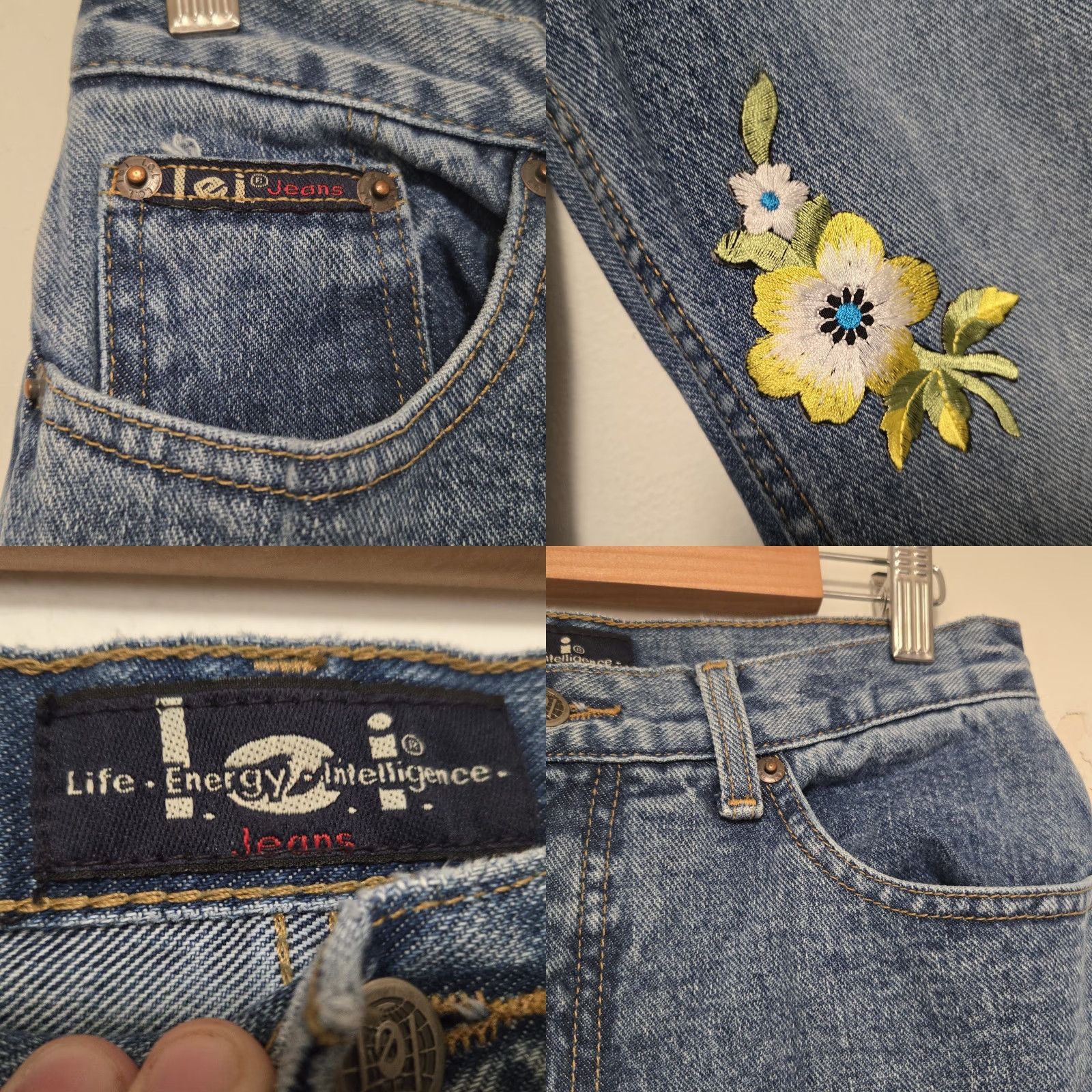 Vintage VINTAGE LEI Jeans Women Size 7 Flared Low Rise Bell Bottom 90s Blue Denim Shirt? Size 28" / US 6 / IT 42 - 9 Thumbnail