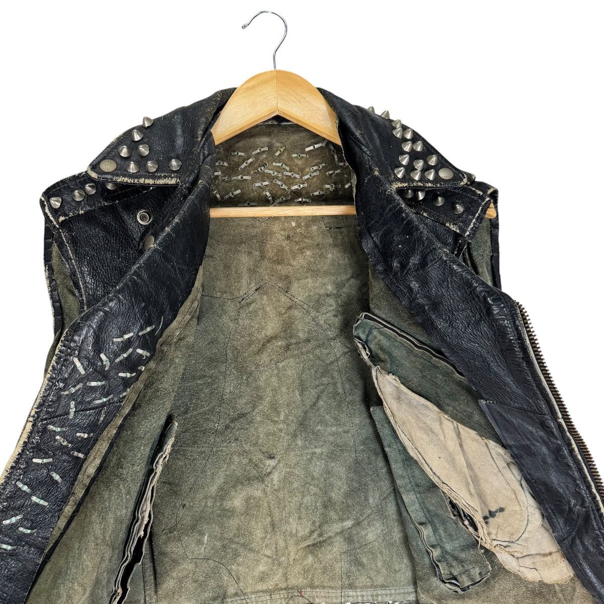 Genuine Leather ☀️40s DOUBLE COLLAR LEATHER CUSTOM RANCID PUNK JACKET Size US M / EU 48-50 / 2 - 14 Thumbnail
