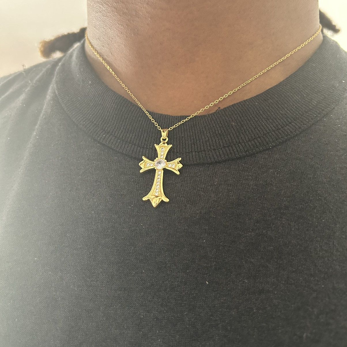 Japanese Brand × Vintage Y2K 2000s Gold studded big cross pendant rapper chain Size ONE SIZE - 6 Thumbnail