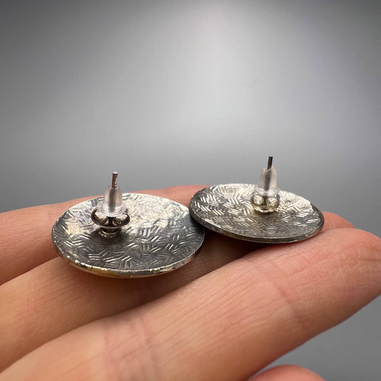 Vintage Vintage Puset Women's Jewelry Silver Earrings Black Enamel Size ONE SIZE - 2 Thumbnail
