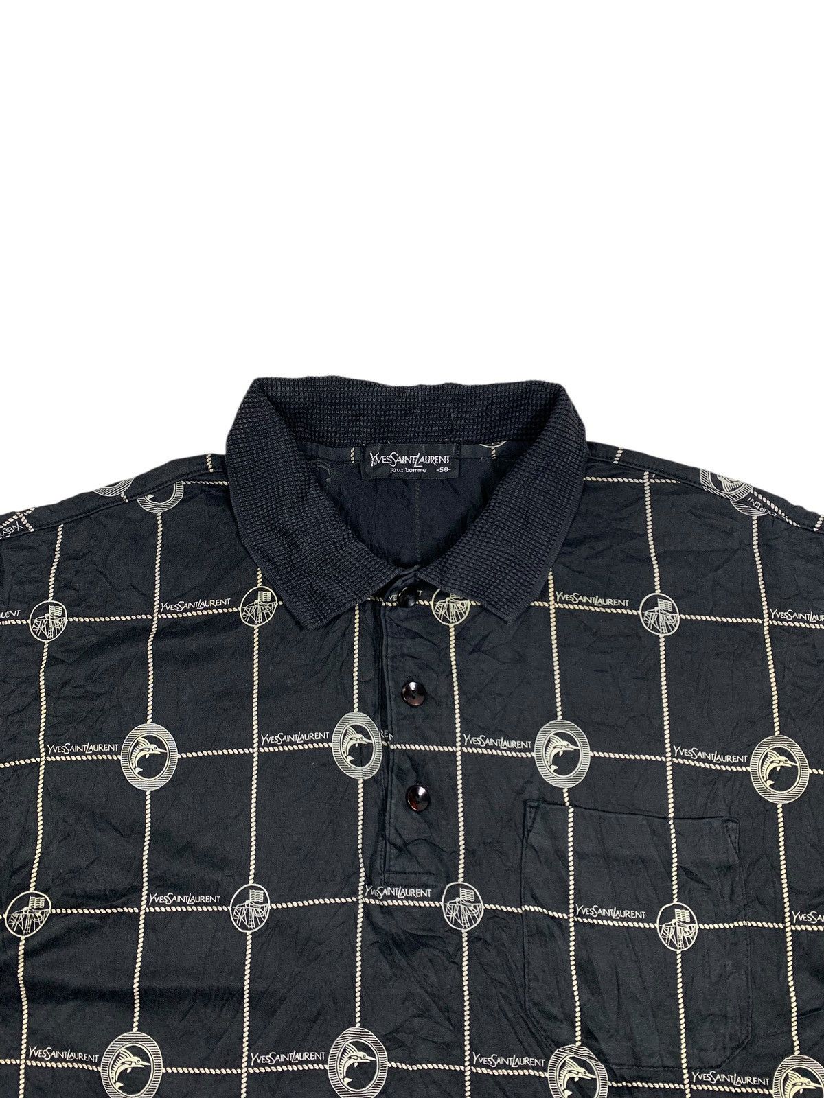 Vintage ☠️NEED GONE☠️ Vintage Yvessaintlauren Full Printed Polo Shirt Size US L / EU 52-54 / 3 - 3 Thumbnail