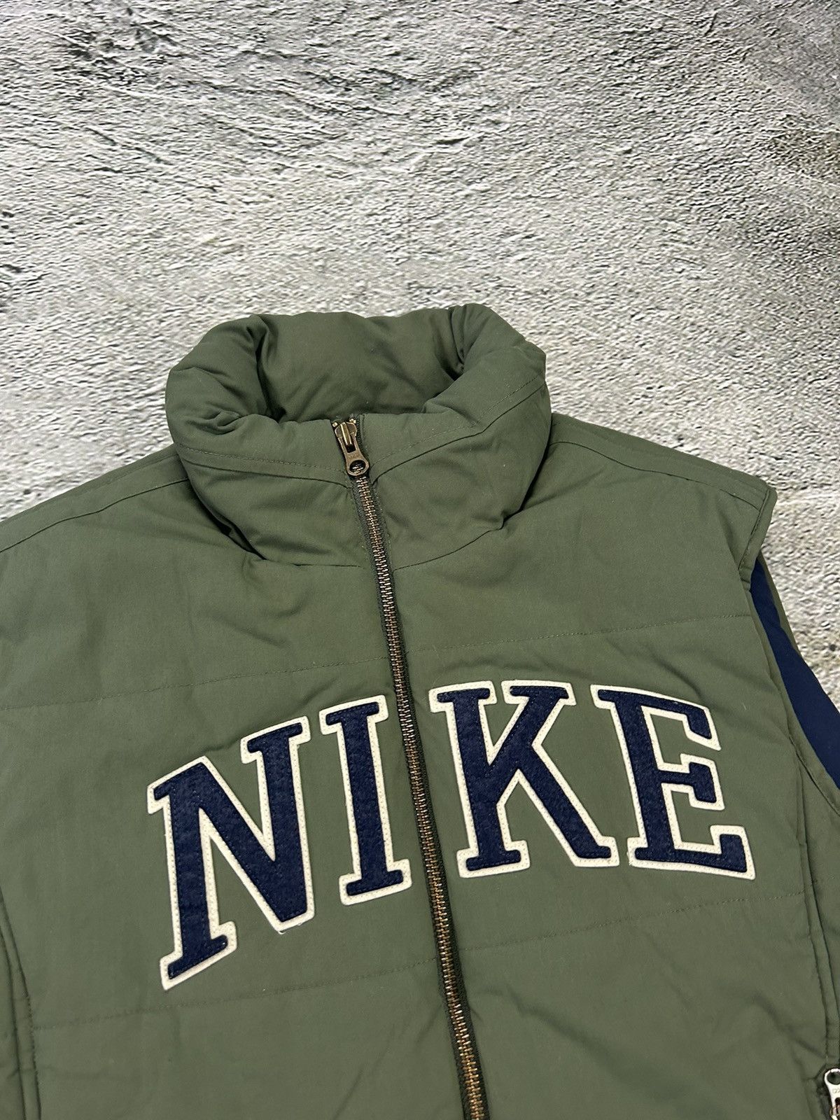 Nike × Vintage Nike puffer vest vintage green big logo spell out Y2K Size US M / EU 48-50 / 2 - 2 Thumbnail