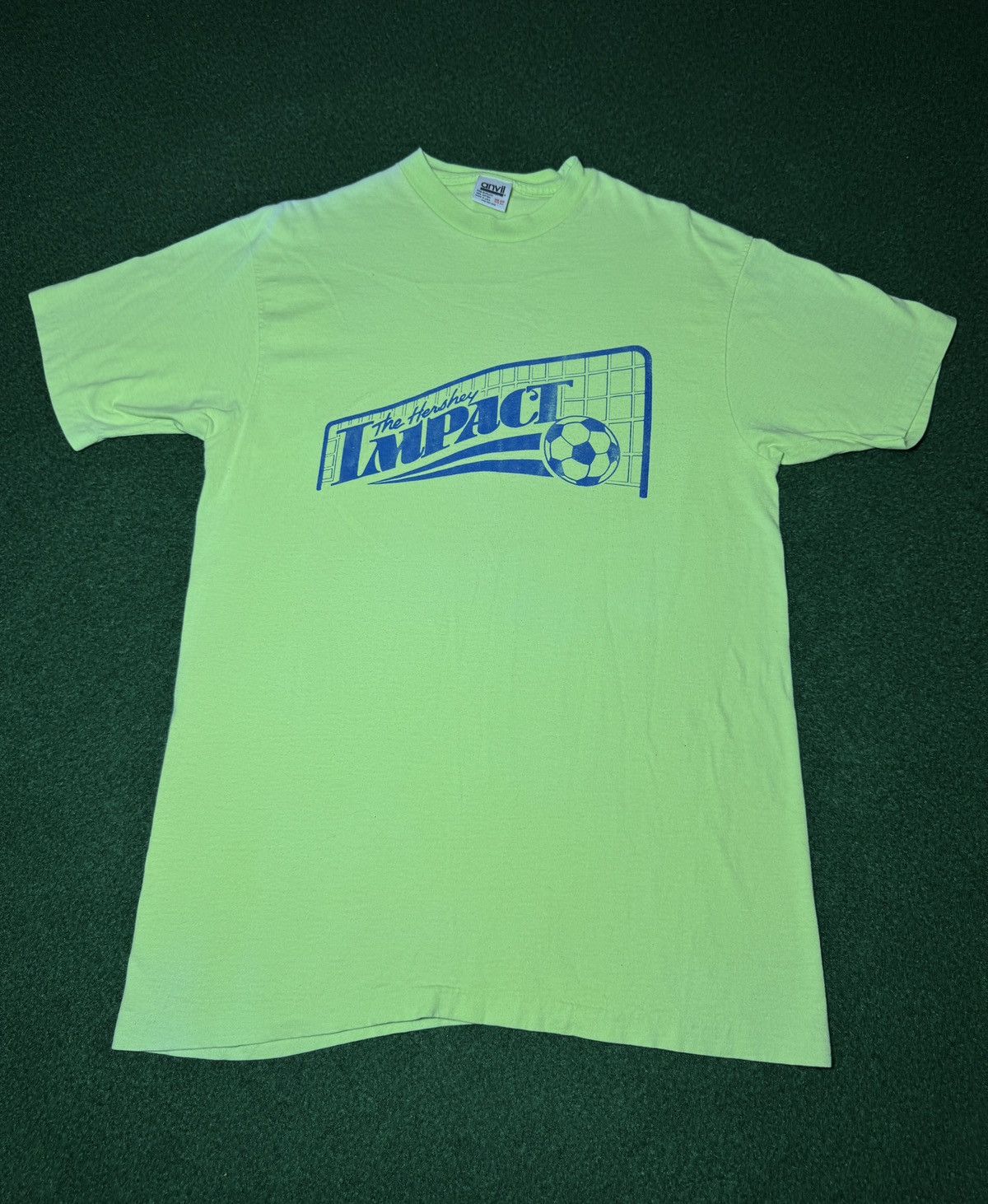 Anvil × Vintage Vtg 90s The Hersey Impact NPSL RARE Soccer Pulisic T Shirt Size US M / EU 48-50 / 2 - 1 Thumbnail