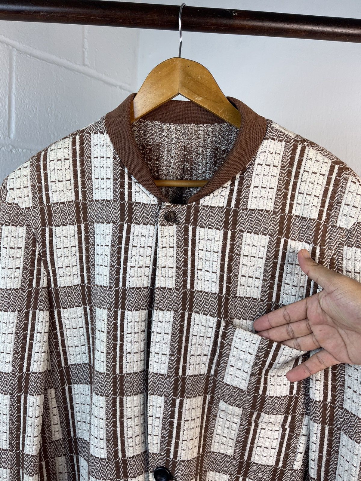 Issey Miyake 80s Issey Miyake Men Plaid Cotton Coat A1 Size US L / EU 52-54 / 3 - 7 Thumbnail
