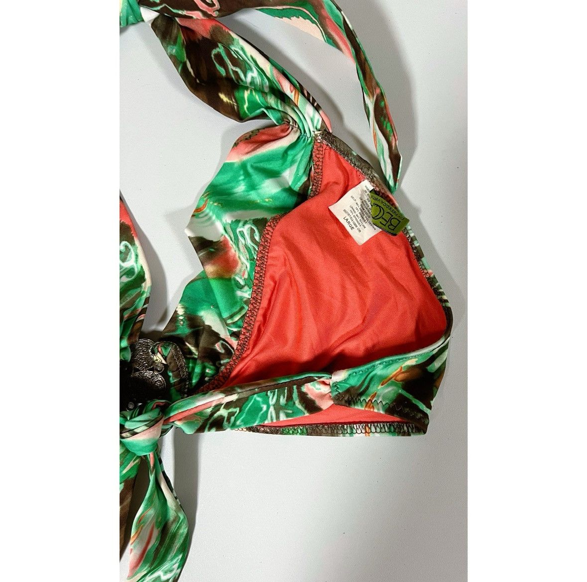 Other Green Brown Beaded Patterned Bikini Top Bathing Suit Size L🤎 Size L / US 10 / IT 46 - 5 Thumbnail