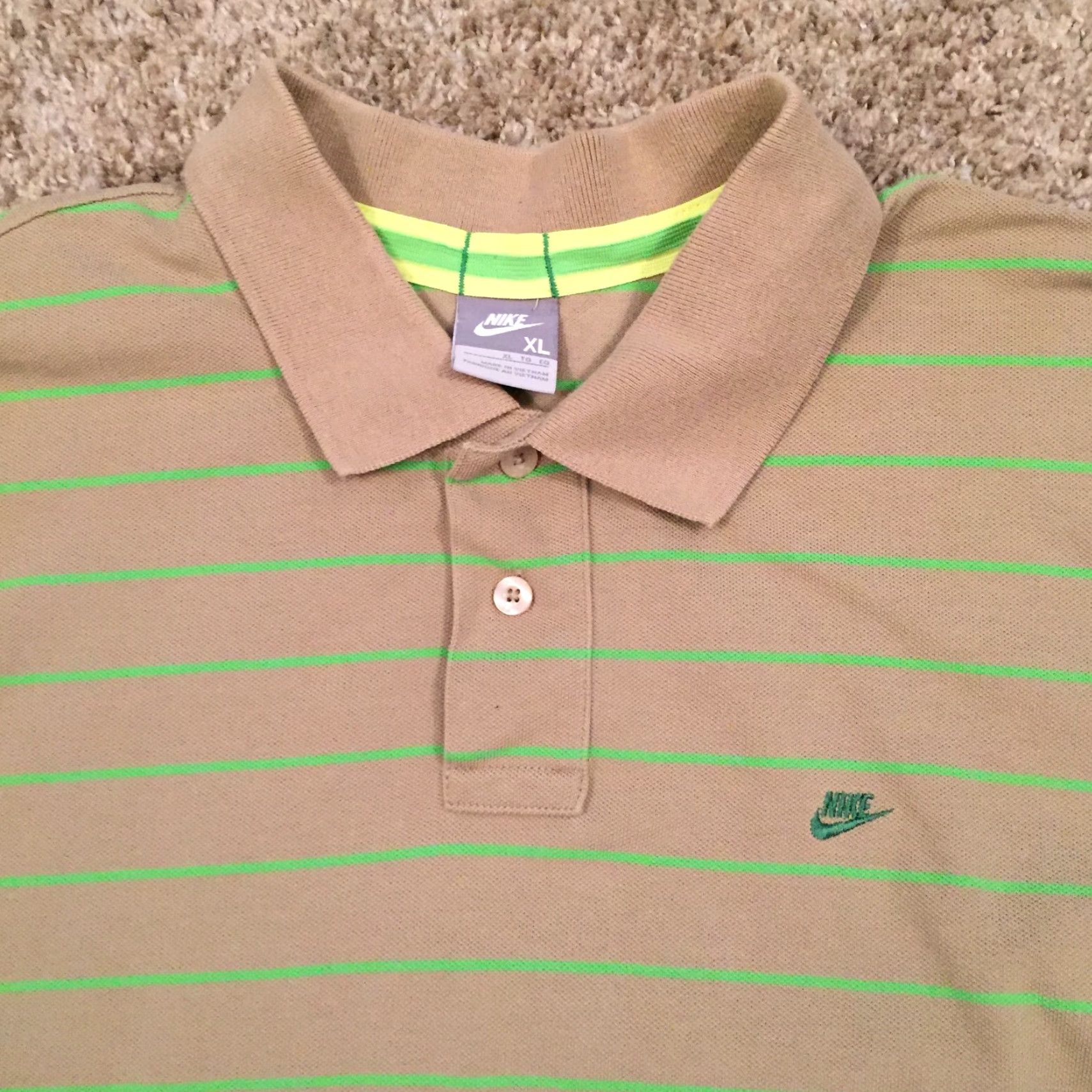 Nike Nike Polo Shirt Mens XL Green Striped Short Sleeve Knit PolO Size US XL / EU 56 / 4 - 3 Thumbnail