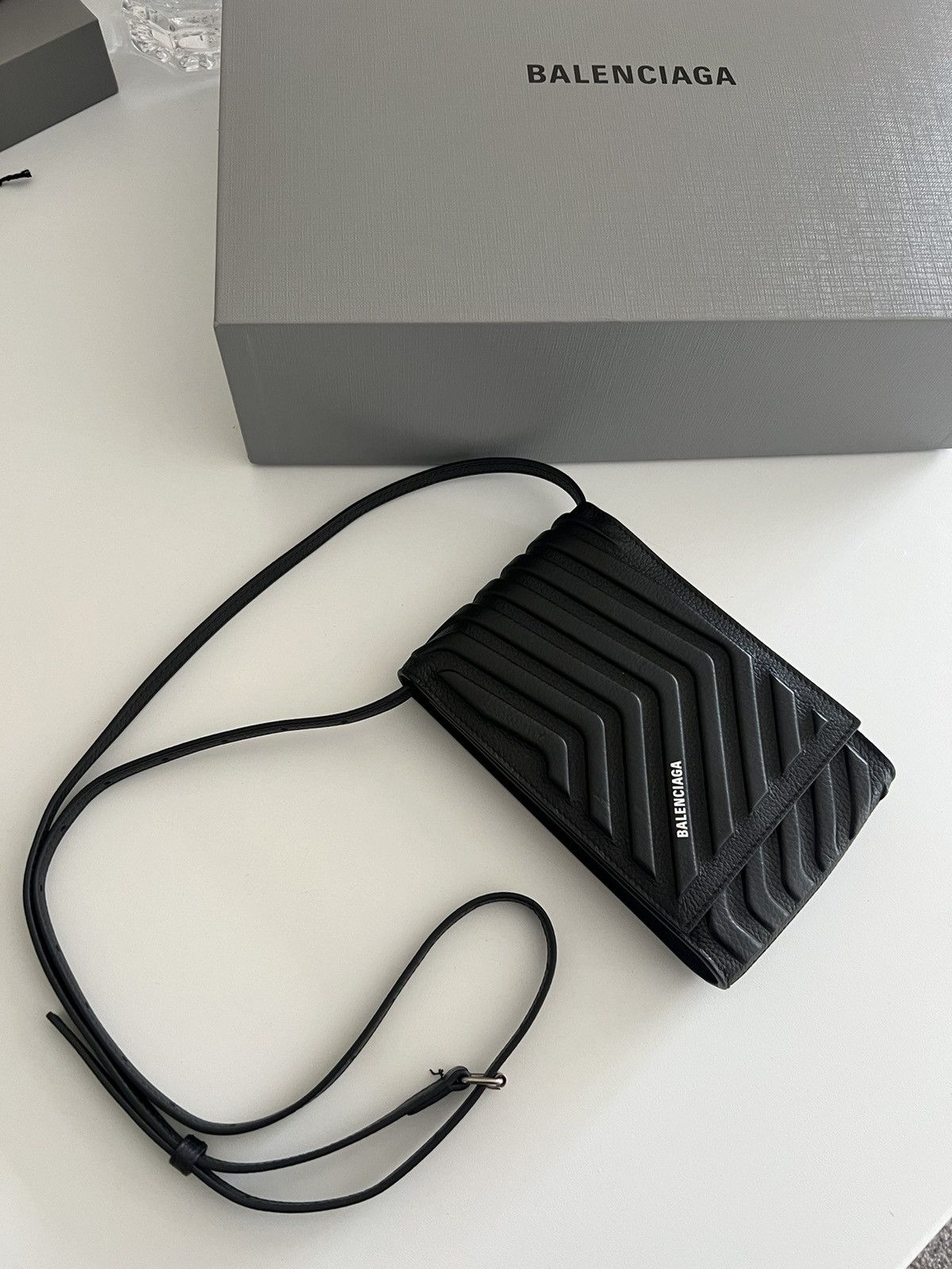 image of Balenciaga Car Phone Pouch in White, Men's