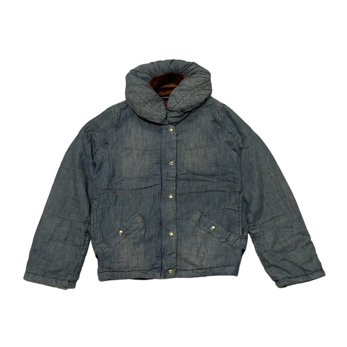 image of Issey Miyake x Mercibeaucoup Mercibeaucop Pillow Neck Bomber Jacket in Denim, Men's (Size Medium)