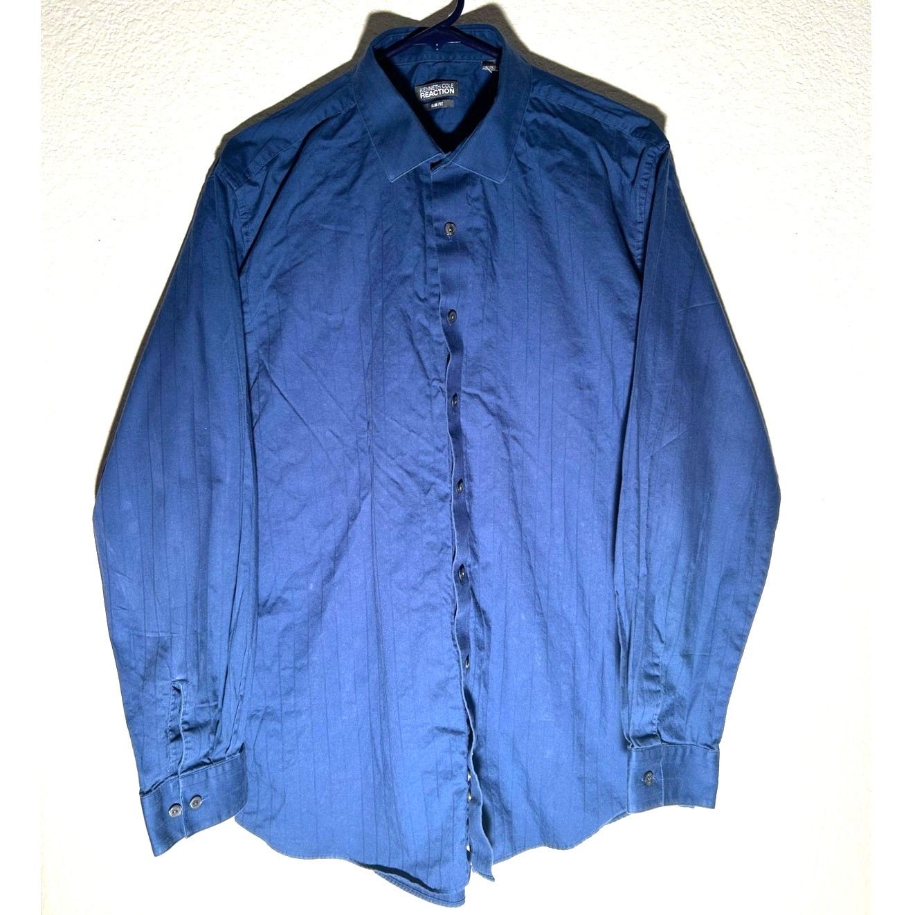 Kenneth Cole Kenneth Cole Blue Button-Up Shirt - Men's 17 1/2 Size US L / EU 52-54 / 3 - 1 Thumbnail