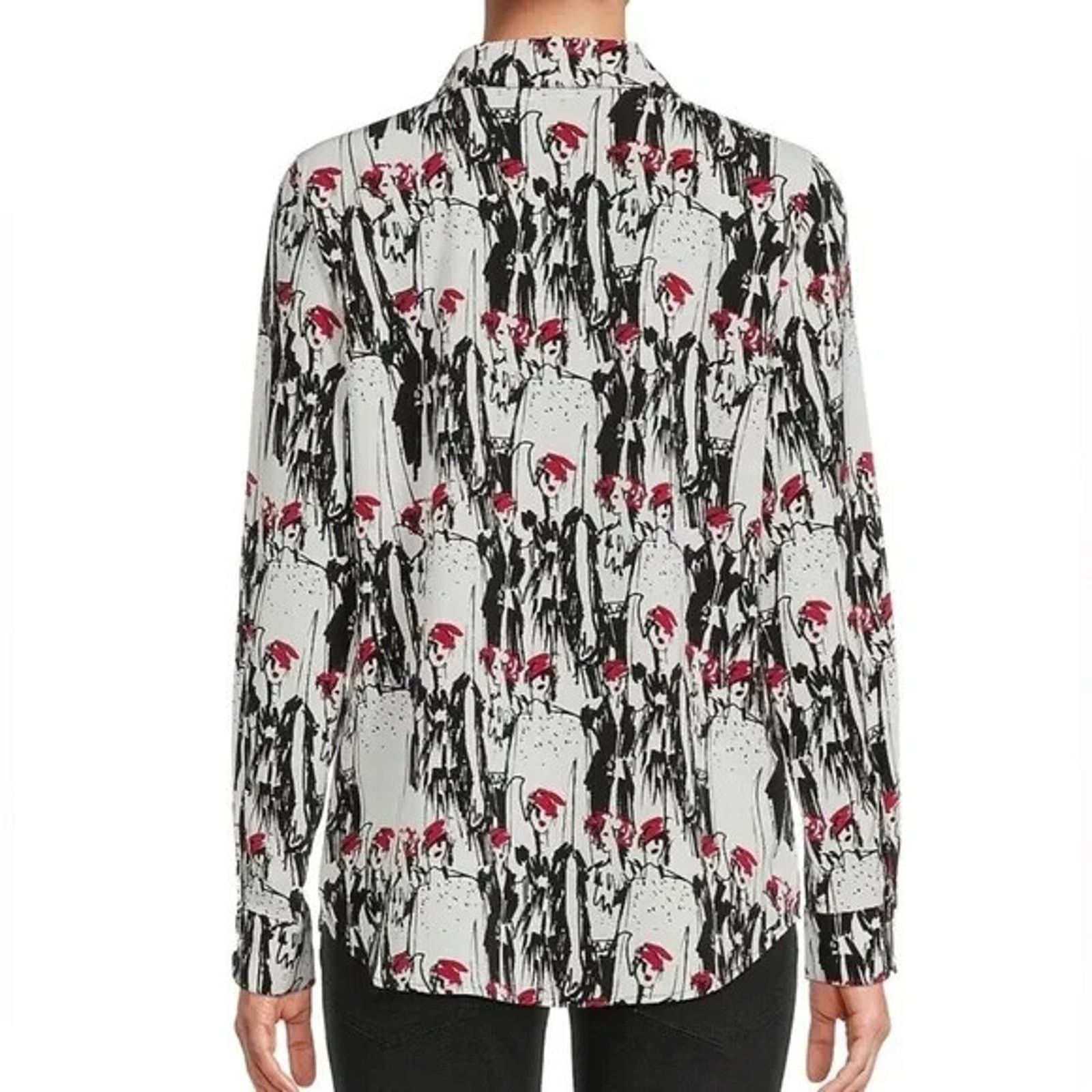Karl Lagerfeld KARL LAGERFELD PARIS GIRLS SKETCH PRINT BUTTON UP BLOUSE Size XXL / US 16-18 / IT 52-54 - 2 Thumbnail