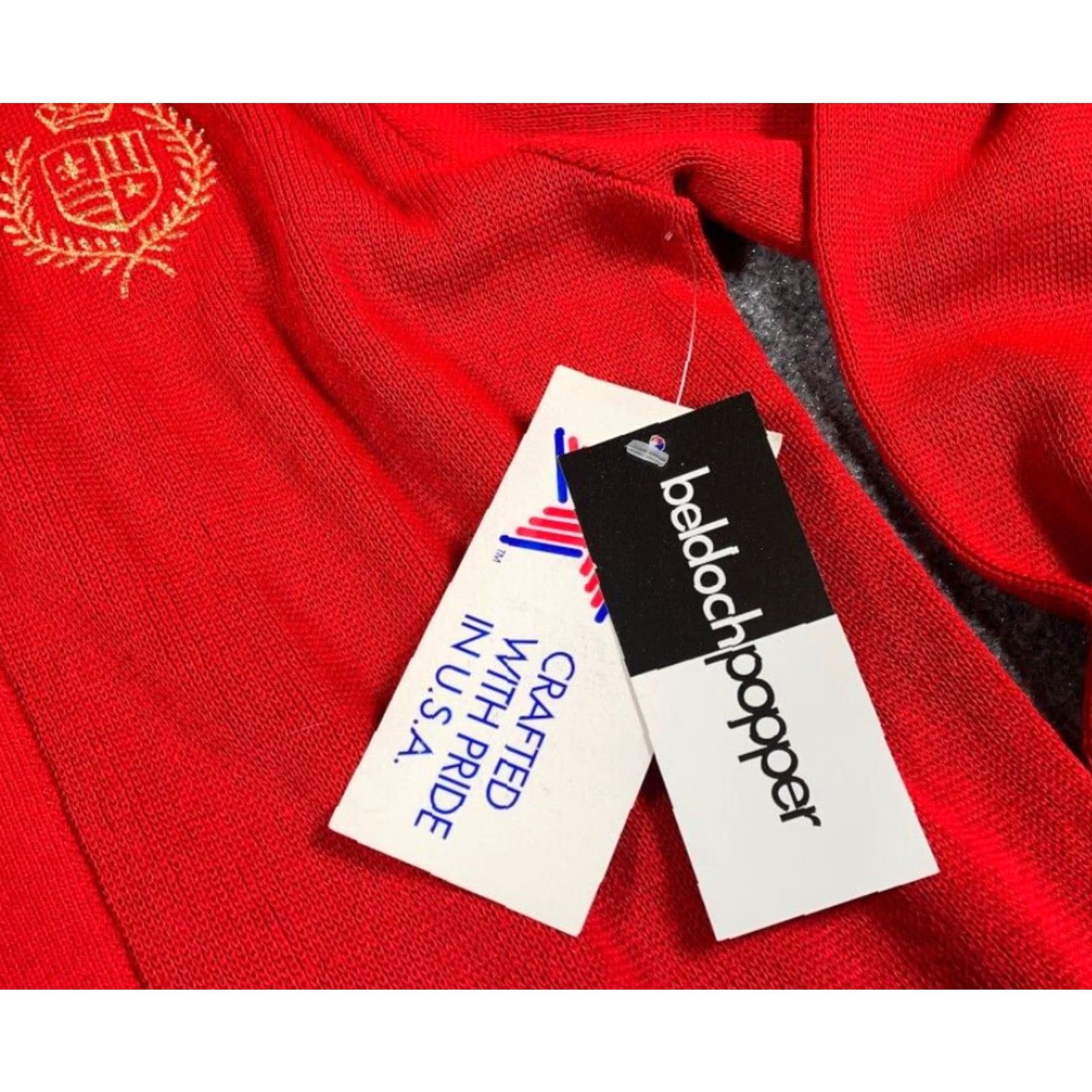 Vintage VINTAGE 80s Crest Embroidered Cardigan Sweater Women's Medium Red Gold Casual Size M / US 6-8 / IT 42-44 - 7 Thumbnail