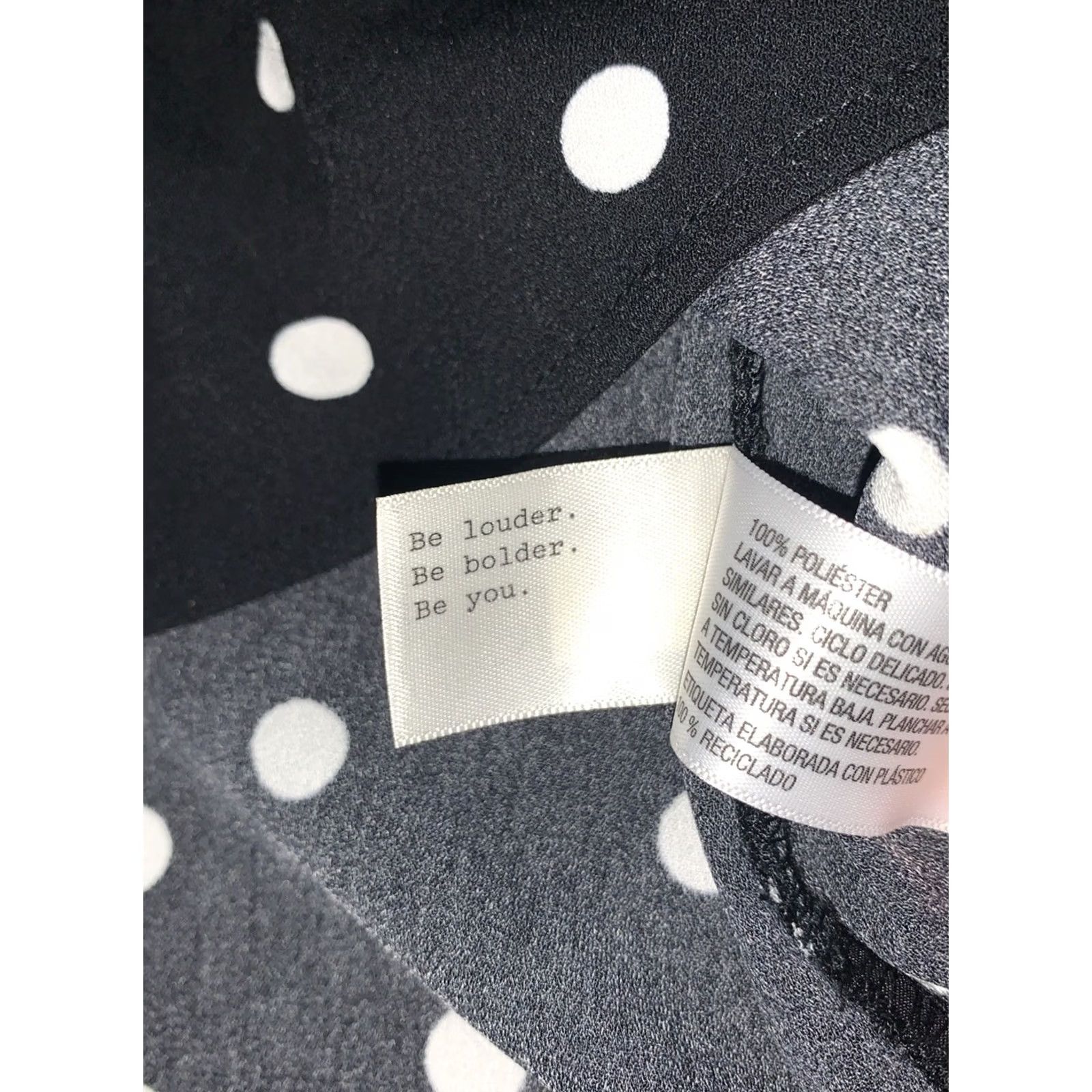 Vintage A New Day Dress Polka Dot Short Sleeve V-Neck XL Black White Shift" Size XL / US 12-14 / IT 48-50 - 6 Thumbnail