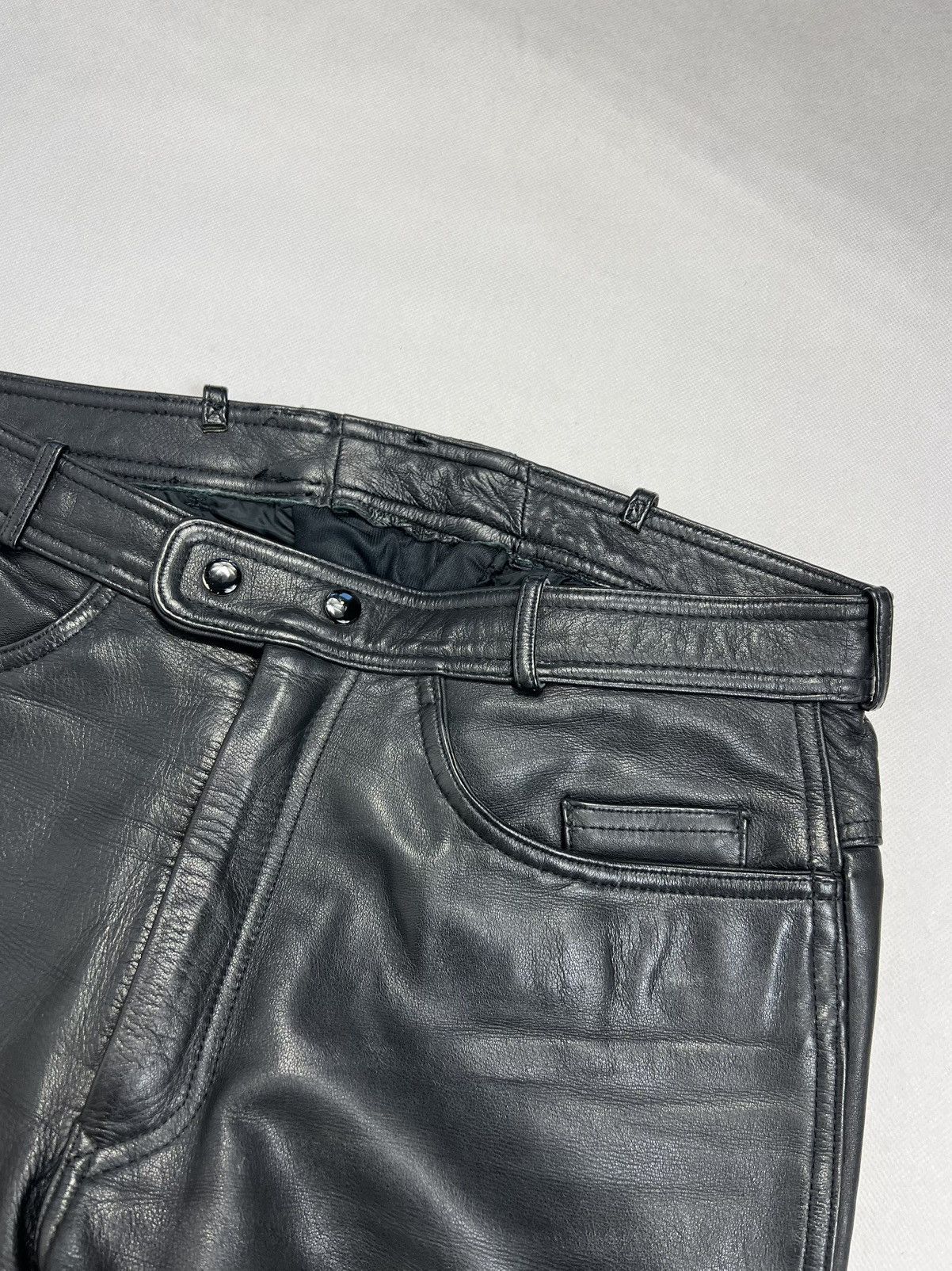 Vintage Heavy Leather Pants Vintage 90’s Black Real Leather Size US 34 / EU 50 - 3 Thumbnail