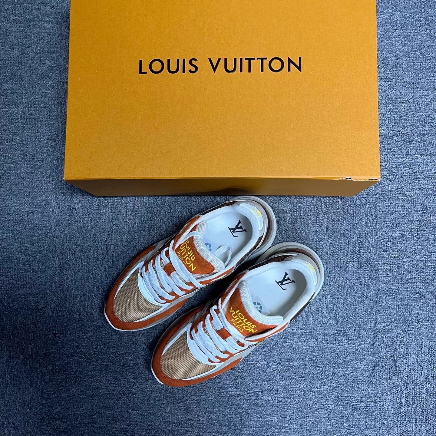 Louis Vuitton LV Orange Leather Low-Top Lifestyle Sneakers Size US 5.5 / IT 35.5 - 1 Thumbnail