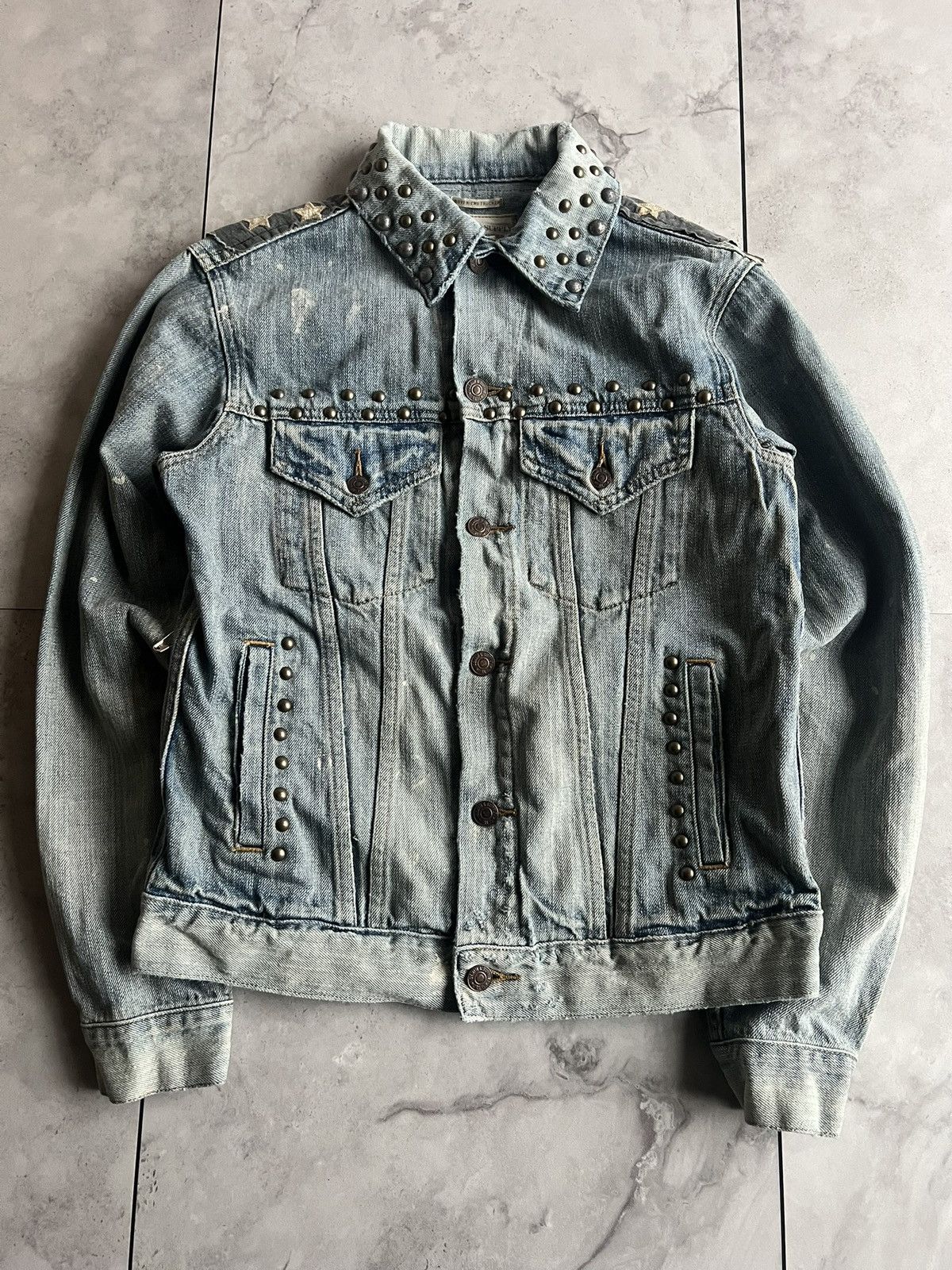 Ralph Lauren Ralph Lauren Studded American Flag Safety Pin Denim Jacket Size US S / EU 44-46 / 1 - 2 Thumbnail